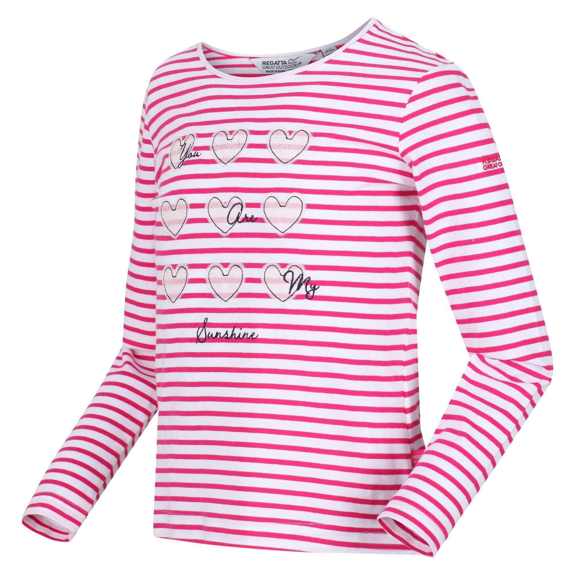 Childrens/Kids Clarabee Striped LongSleeved TShirt (Pink Fusion) 4/5
