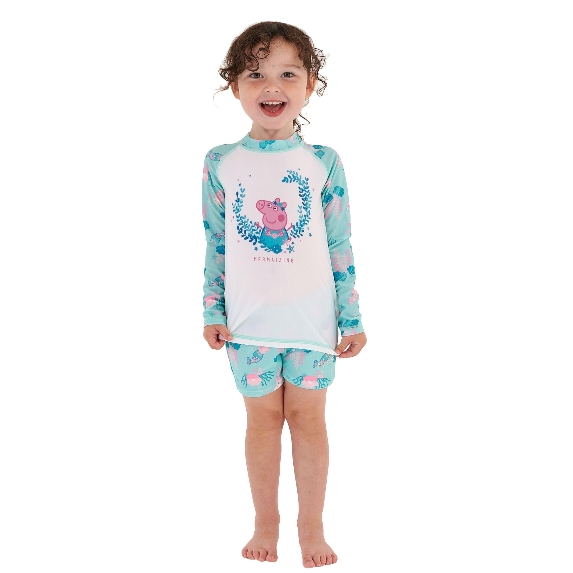 Childrens/Kids Peppa Pig Rash Guard Set (Aruba Blue/White) 4/5