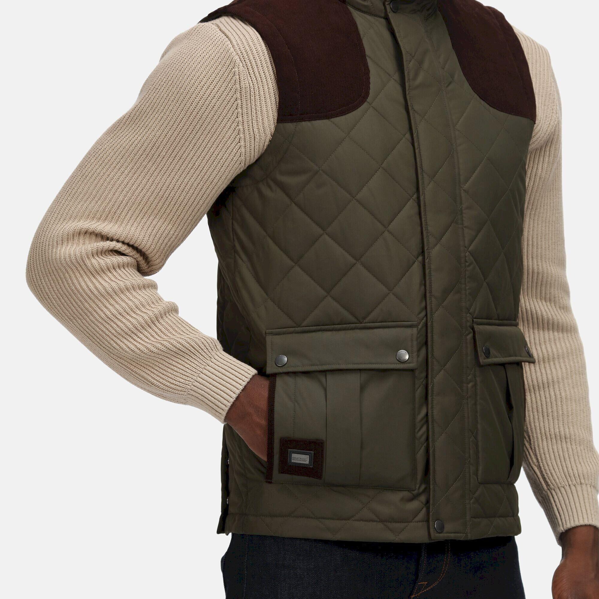 Mens Padbury Insulated Body Warmer (Dark Khaki) 3/5