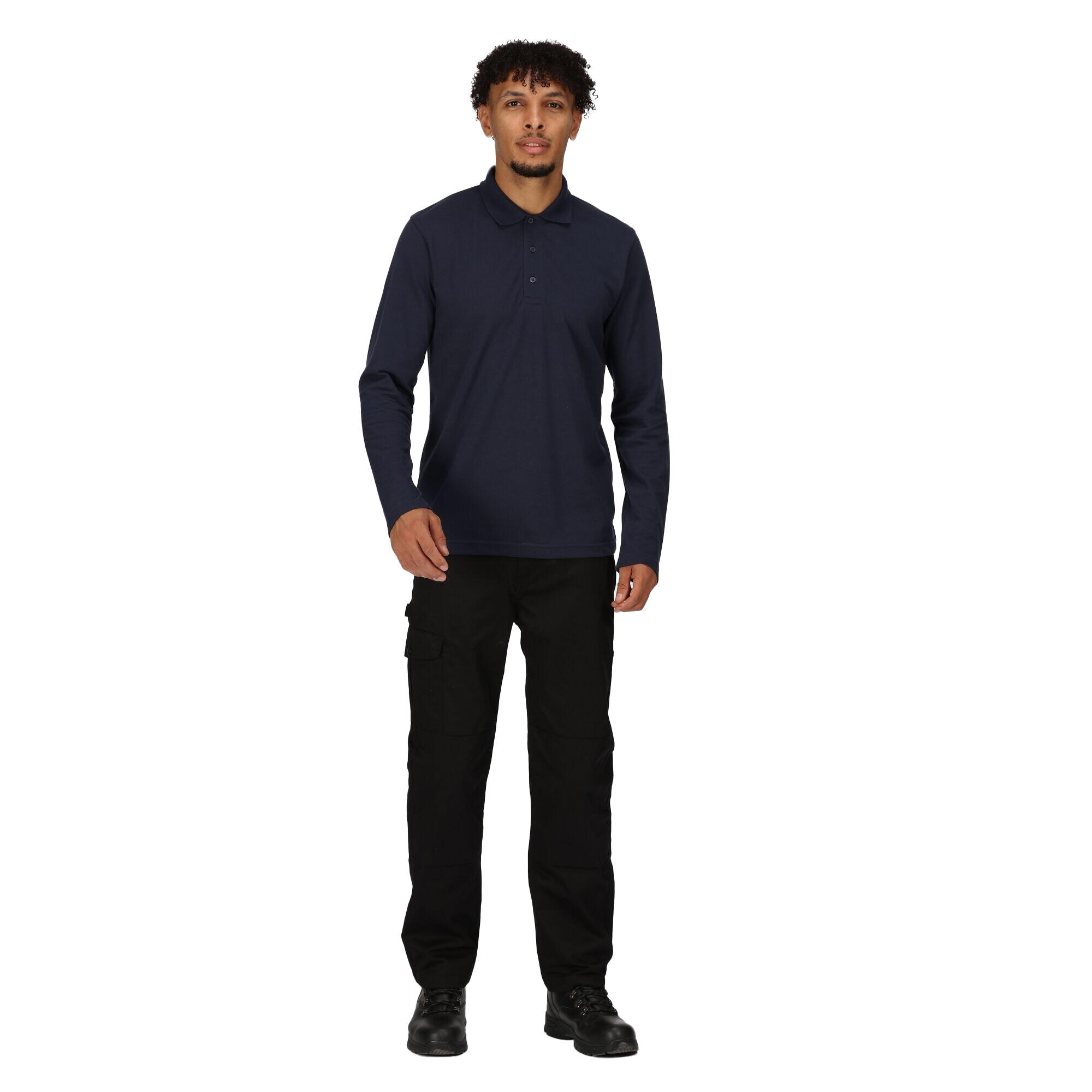 Mens Pro LongSleeved Polo Shirt (Navy) 4/5