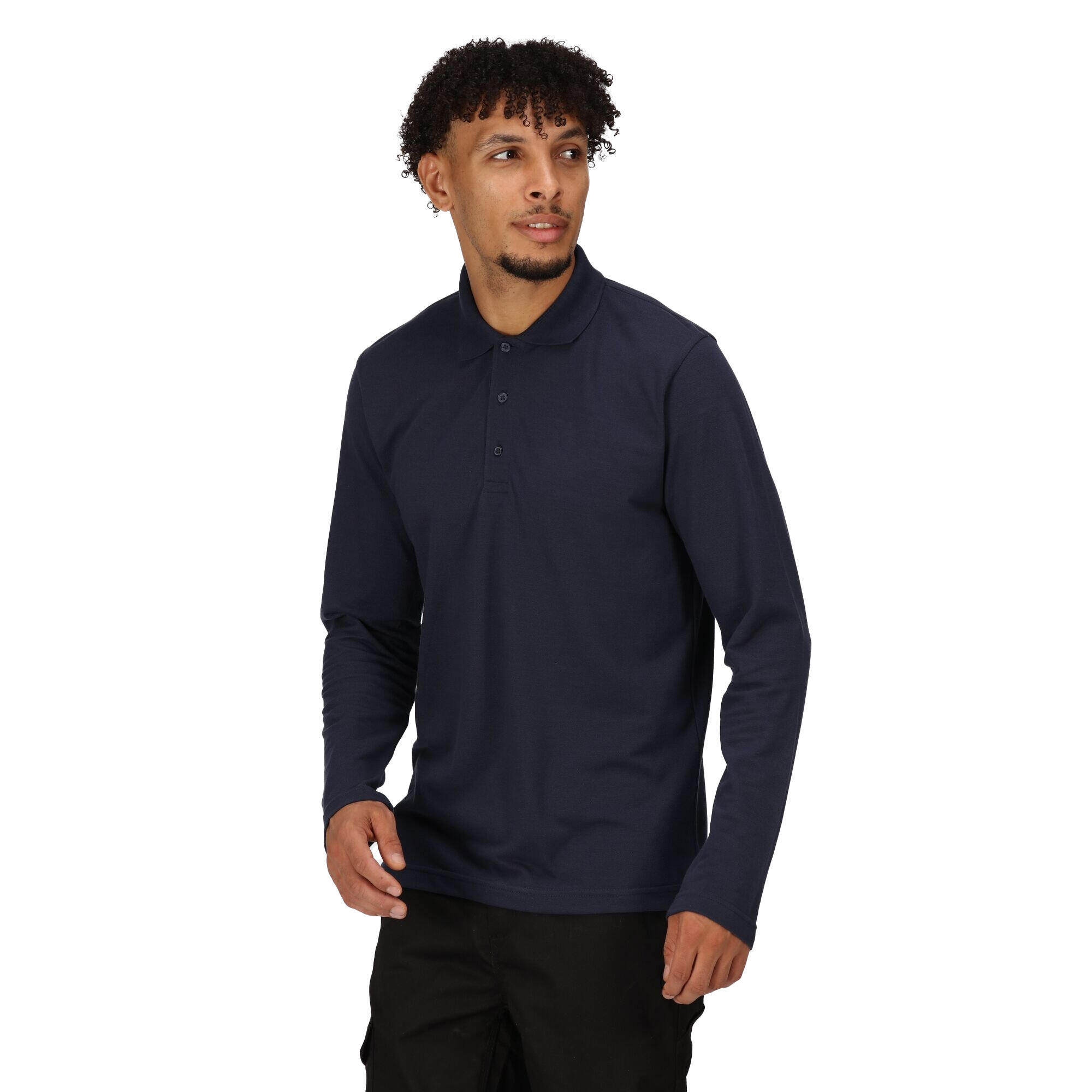 Poloshirt für Langärmlig Herren Marineblau 3/5