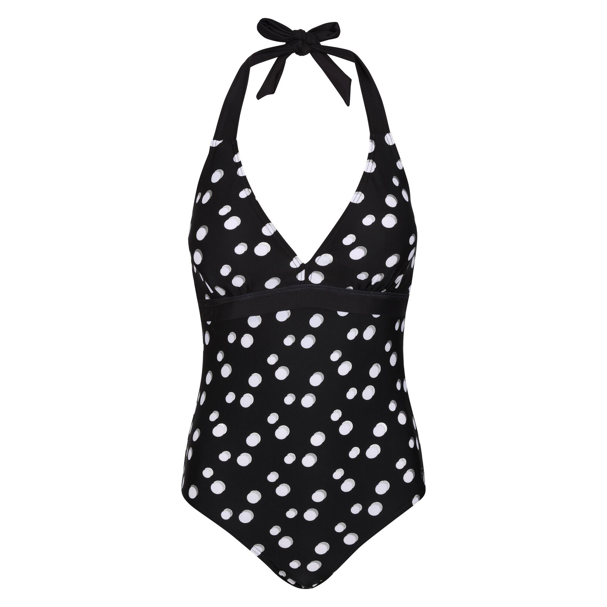 REGATTA Womens/Ladies Flavia Polka Dot One Piece Swimsuit (Black/White)