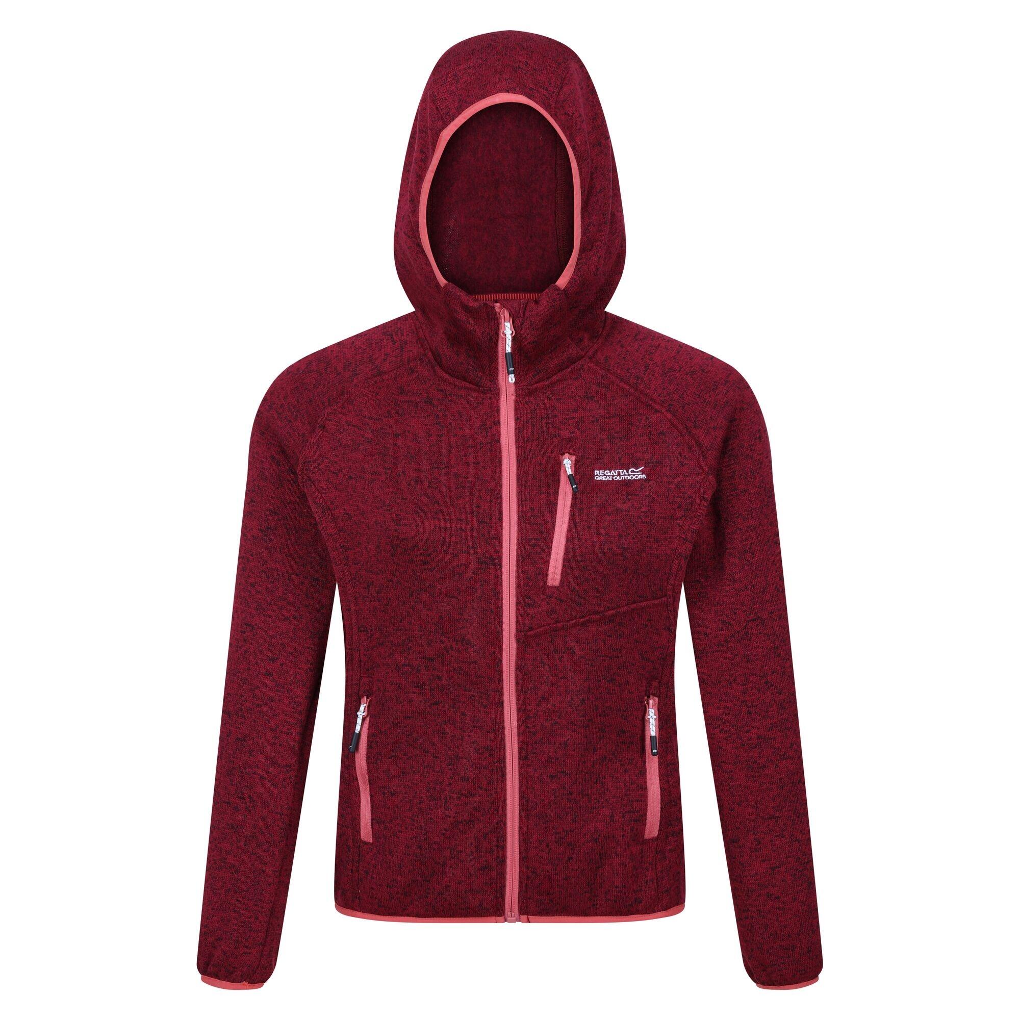 Womens/Ladies Newhill Marl Hooded Fleece Jacket (Rumba Red) 1/5