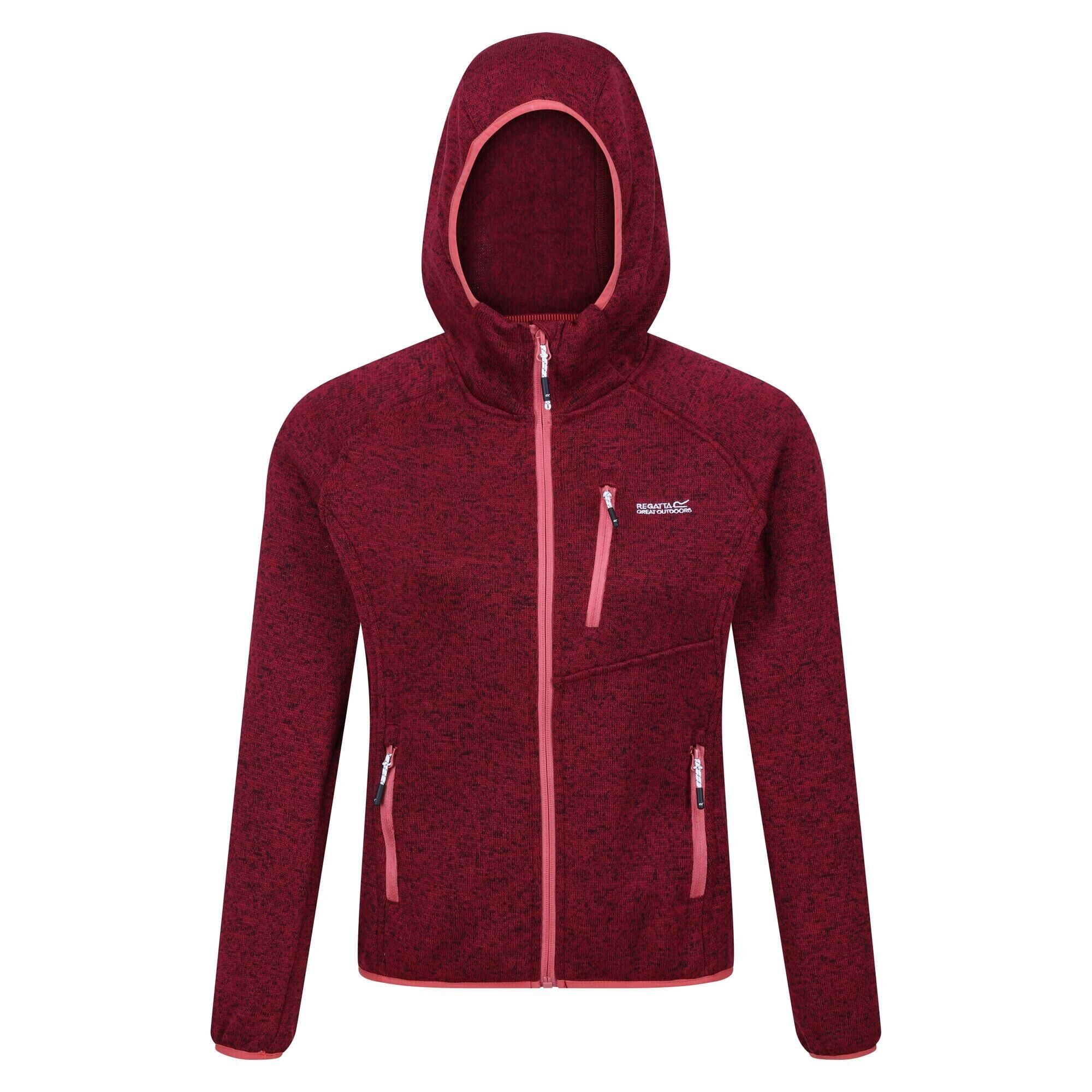 REGATTA Womens/Ladies Newhill Marl Hooded Fleece Jacket (Rumba Red)