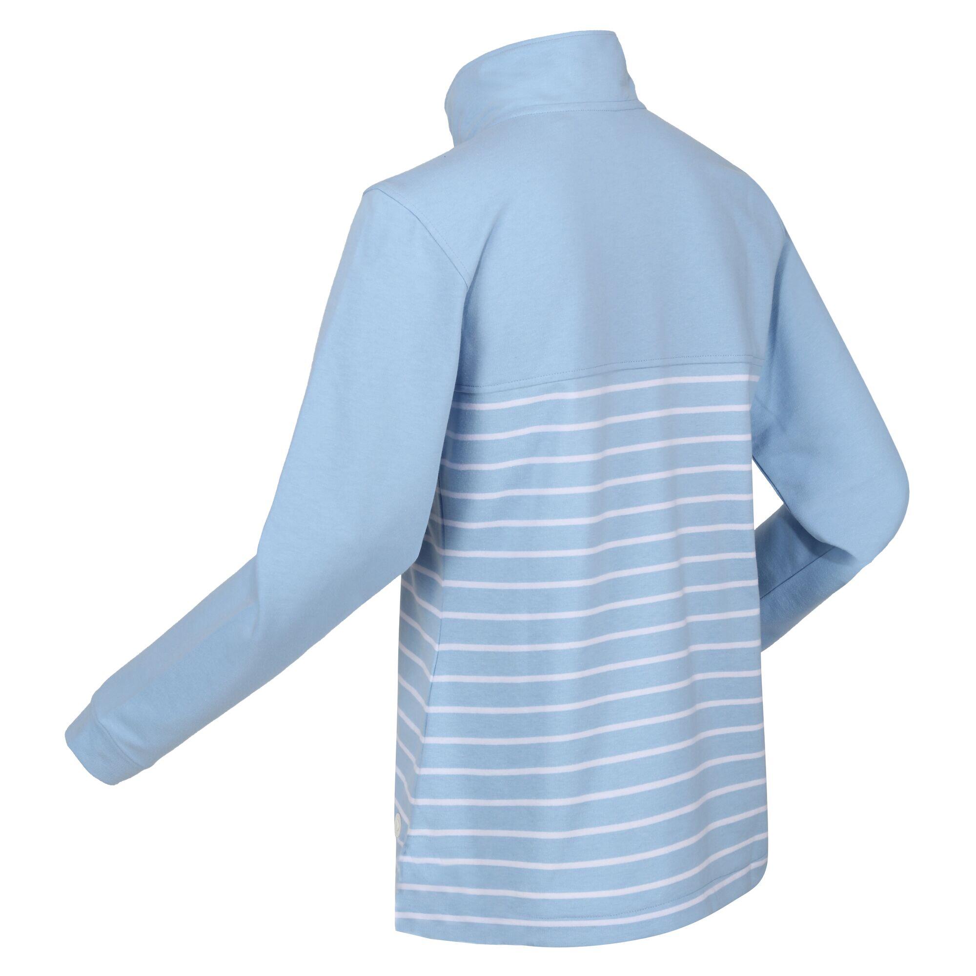 Womens/Ladies Bayla Striped Button Neck Sweatshirt (Powder Blue/White) 4/5