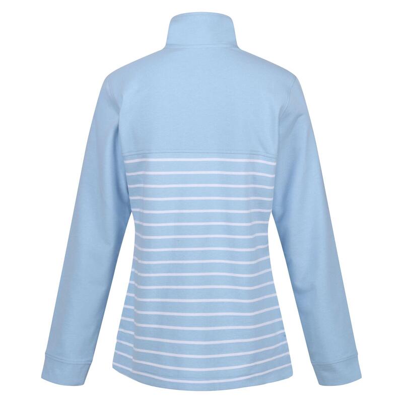 "Bayla" Sweatshirt Knopfhals für Damen Hellblau/Weiß