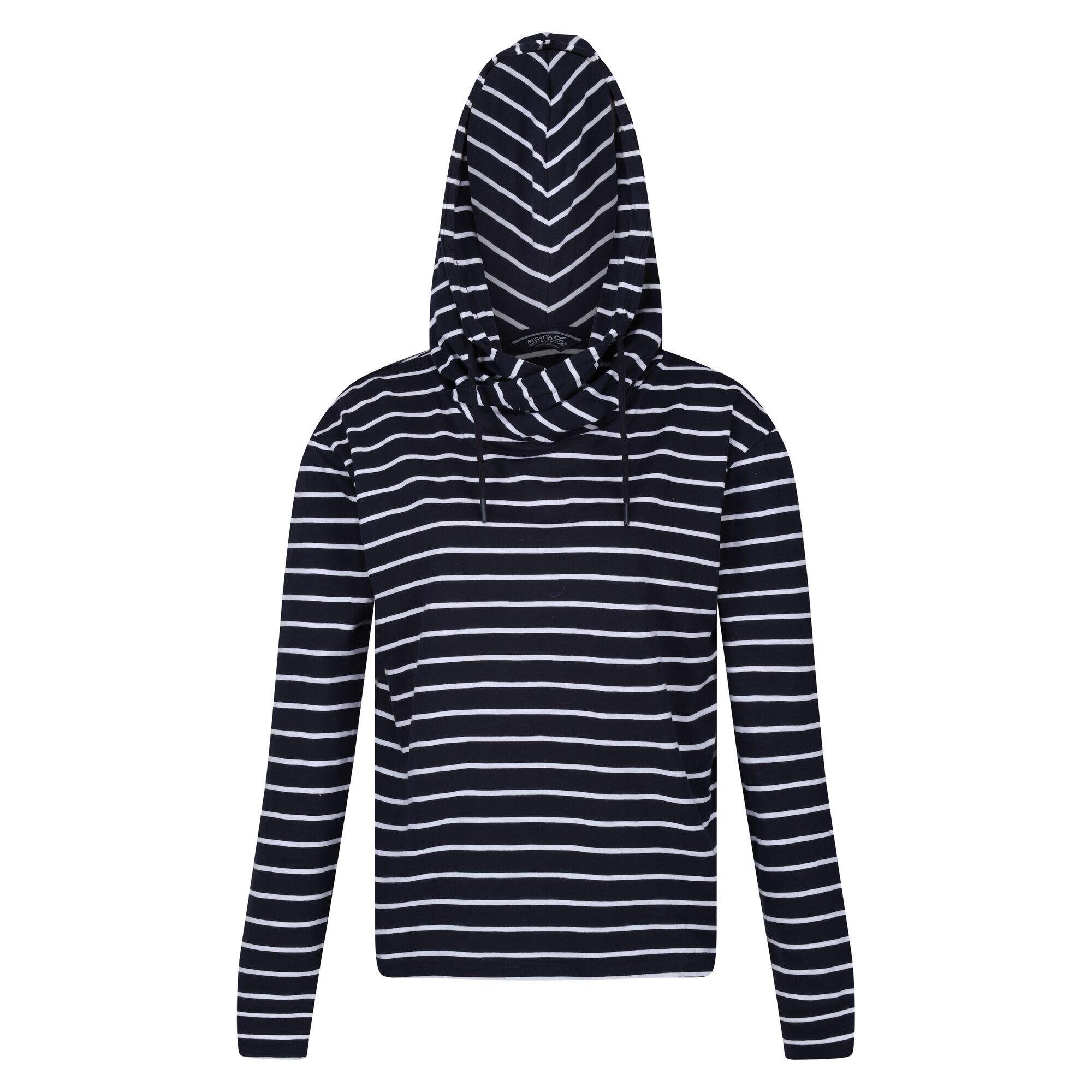 REGATTA Womens/Ladies Monsal Stripe Lightweight Hoodie (Navy/White)