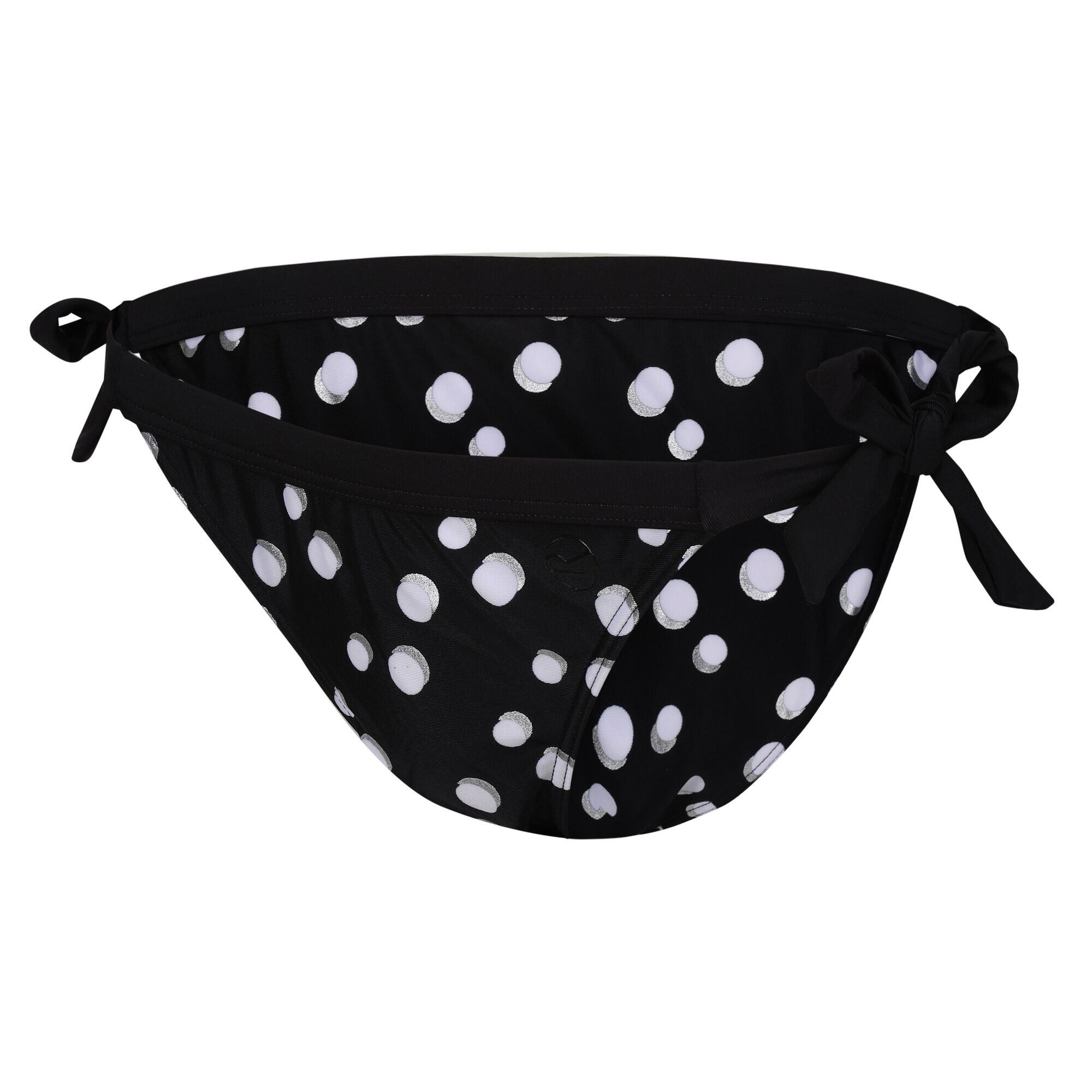 Womens/Ladies Flavia Polka Dot Bikini Bottoms (Black/White) 3/5