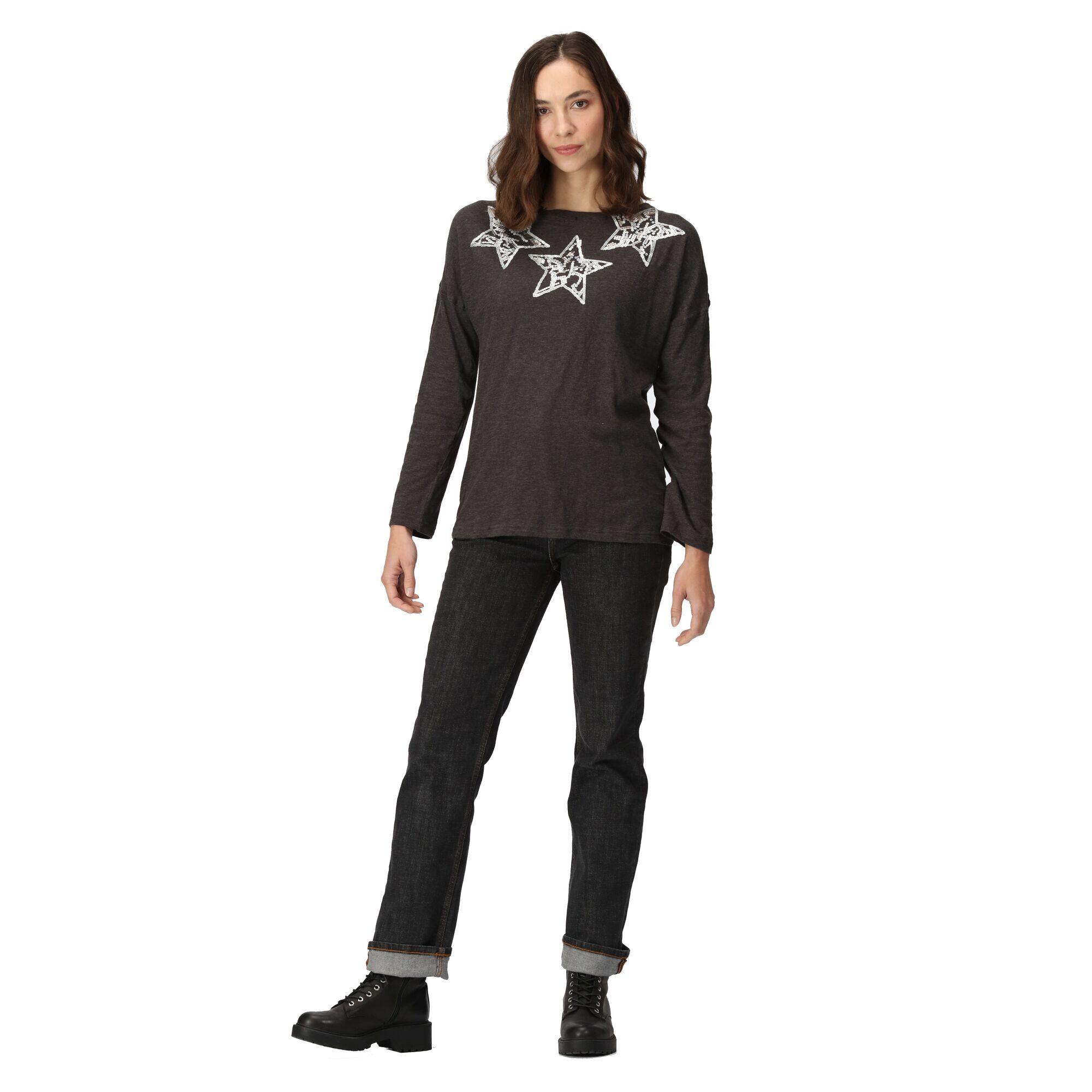 Womens/Ladies Carlene Stars LongSleeved TShirt (Dark Grey) 4/5