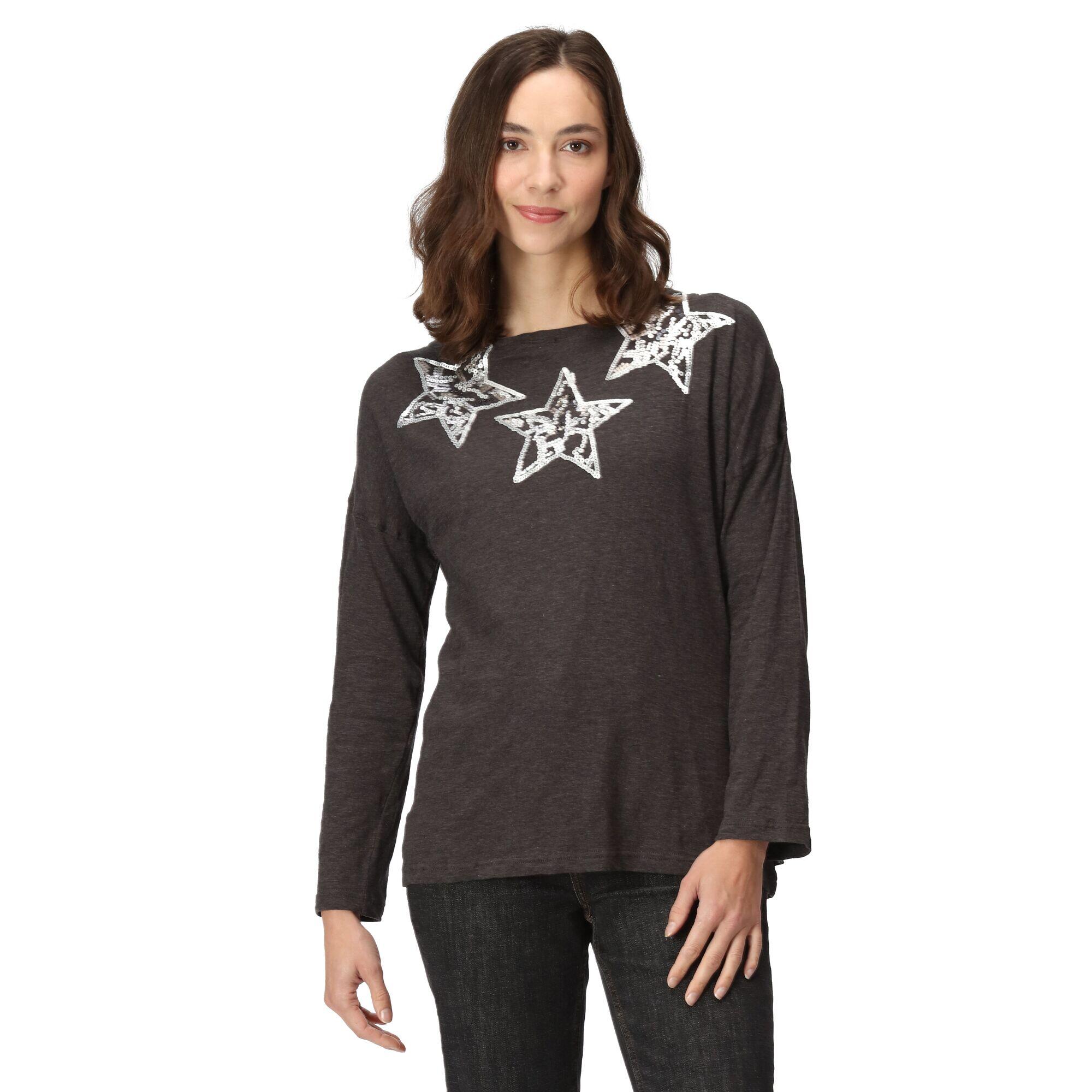 Womens/Ladies Carlene Stars LongSleeved TShirt (Dark Grey) 3/5