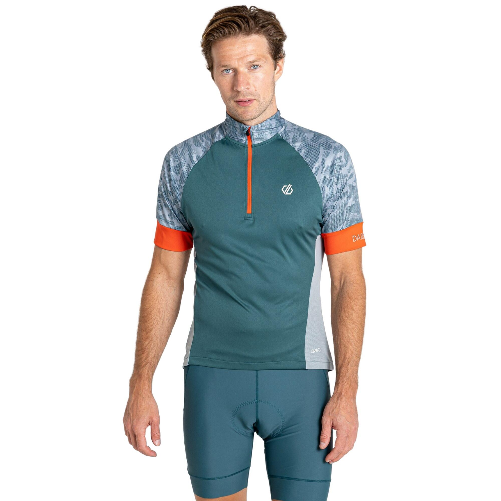 Mens Stay the Course III Camo Cycling Jersey (Mediterranean Green) 3/5