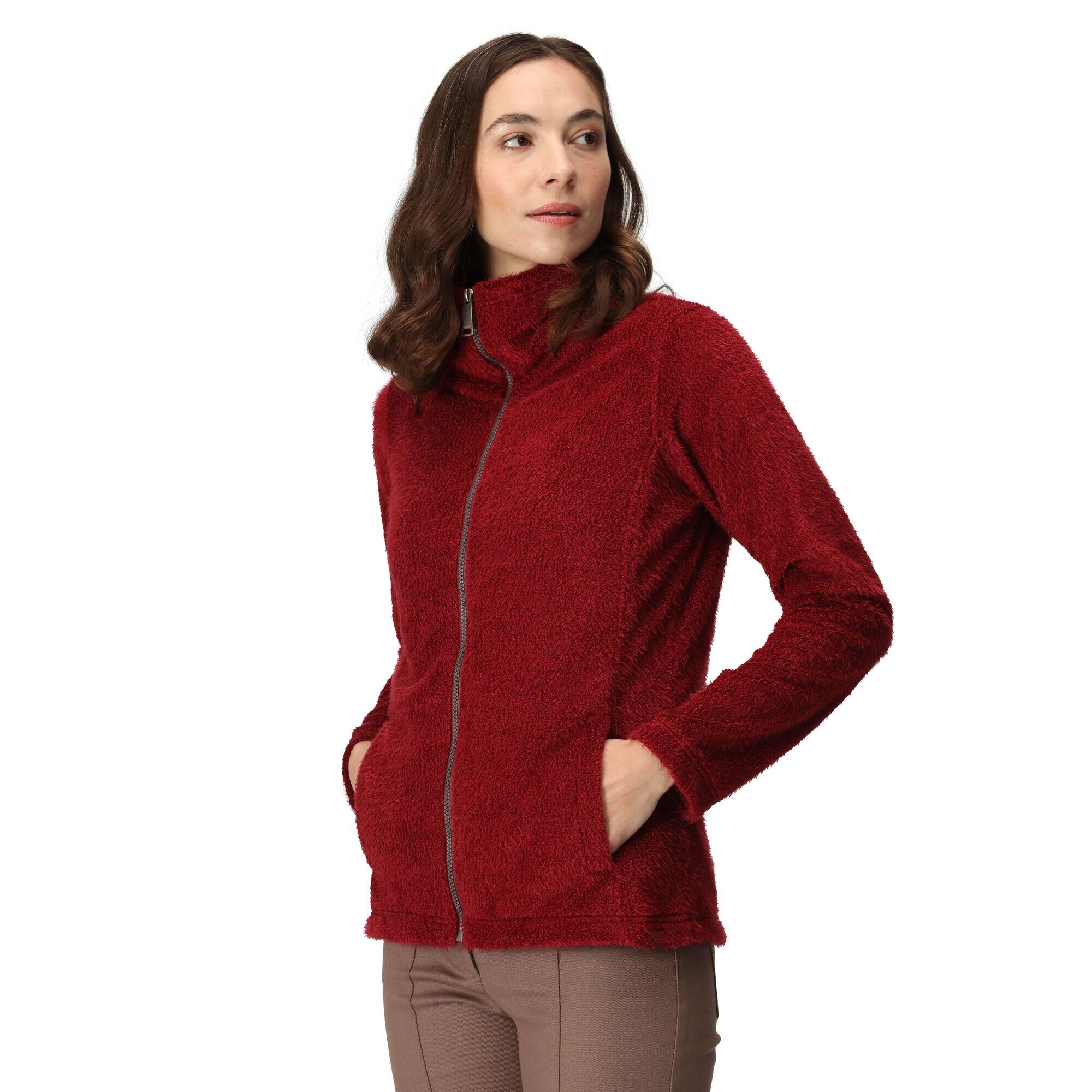 Womens/Ladies Heloise Eyelash Fleece Full Zip Fleece Jacket (Cabernet) 3/5
