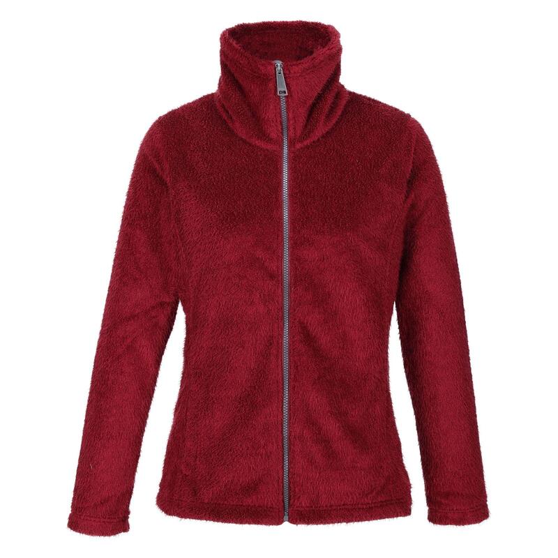 "Heloise Eyelash" Fleecejacke Durchgehender Reißverschluss für Damen Cabernet