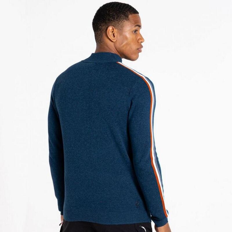 Heren Dutiful II Stripe Marl Half Zip Sweatshirt (Maanlicht Denim)