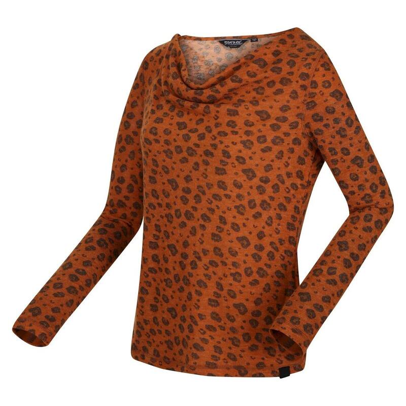 Jersey Frayda Estampado de Leopardo para Mujer Almendra Copper