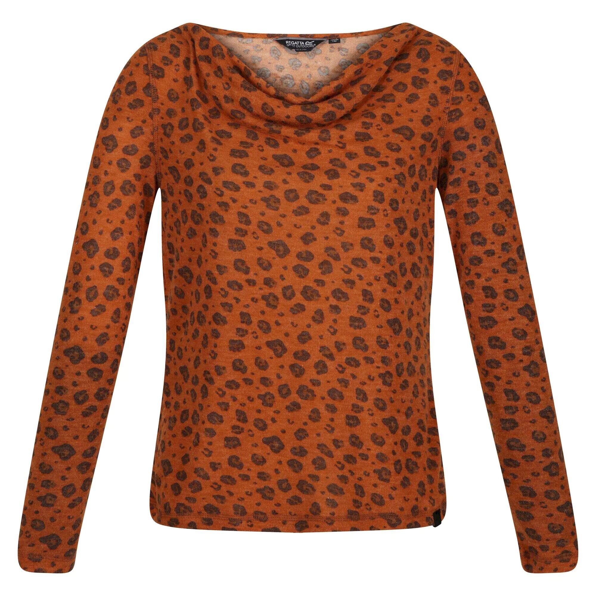 REGATTA Womens/Ladies Frayda Leopard Print Cowl Neck Top (Copper Almond)