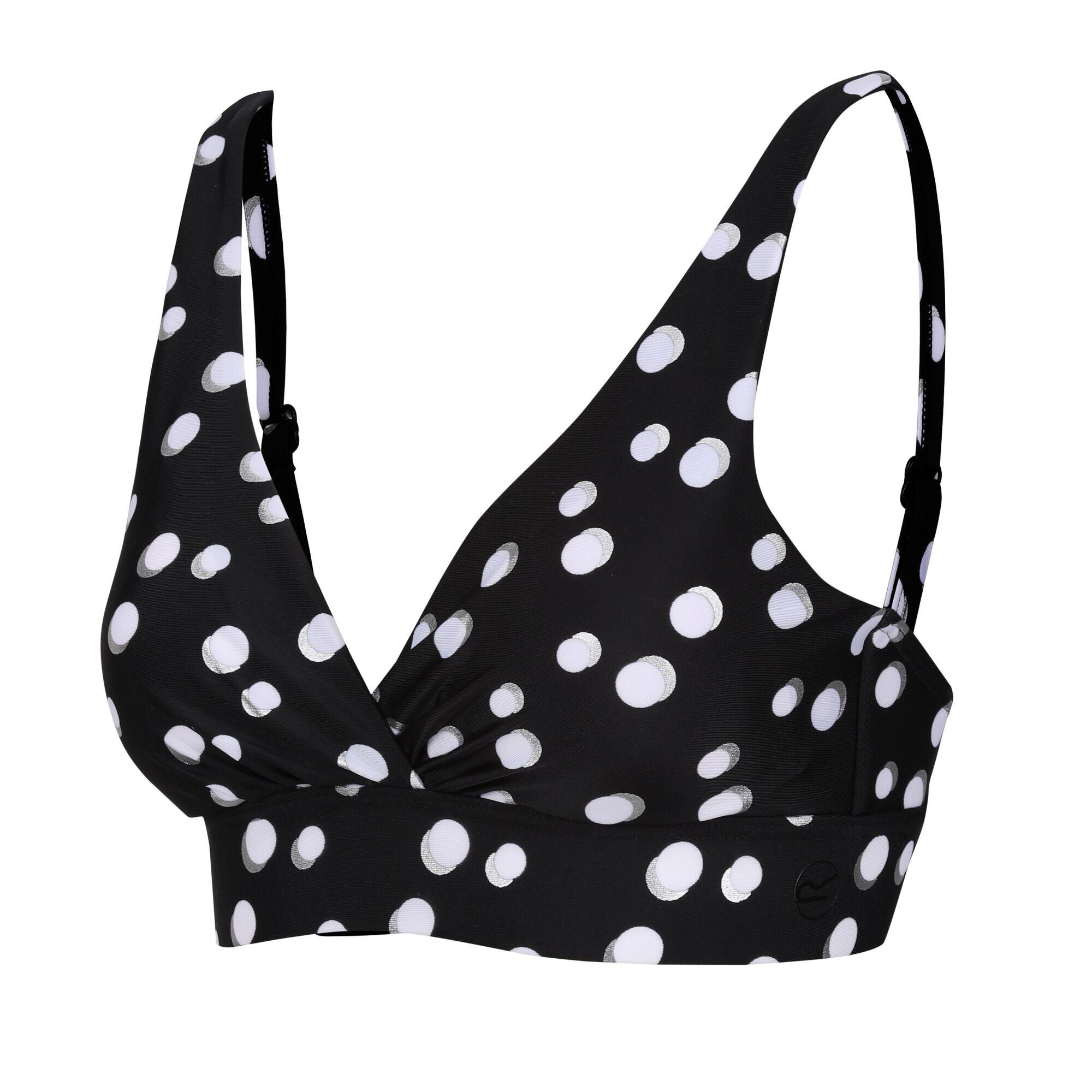 Womens/Ladies Paloma Polka Dot Bikini Top (Black/White) 3/5