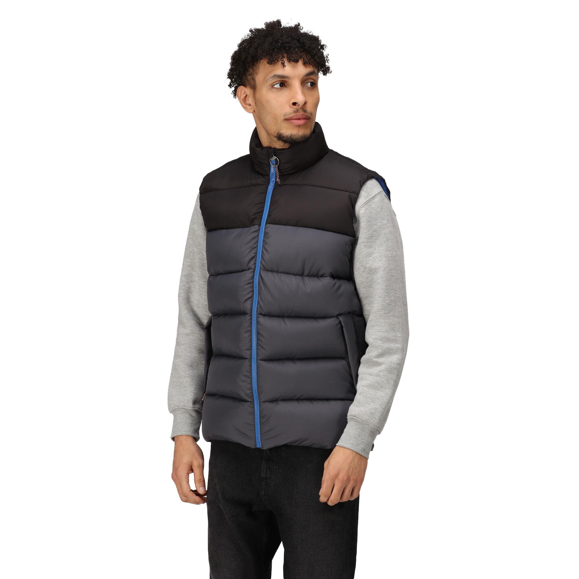 Mens Vintage Colour Block Gilet (Seal Grey/Black) 3/5