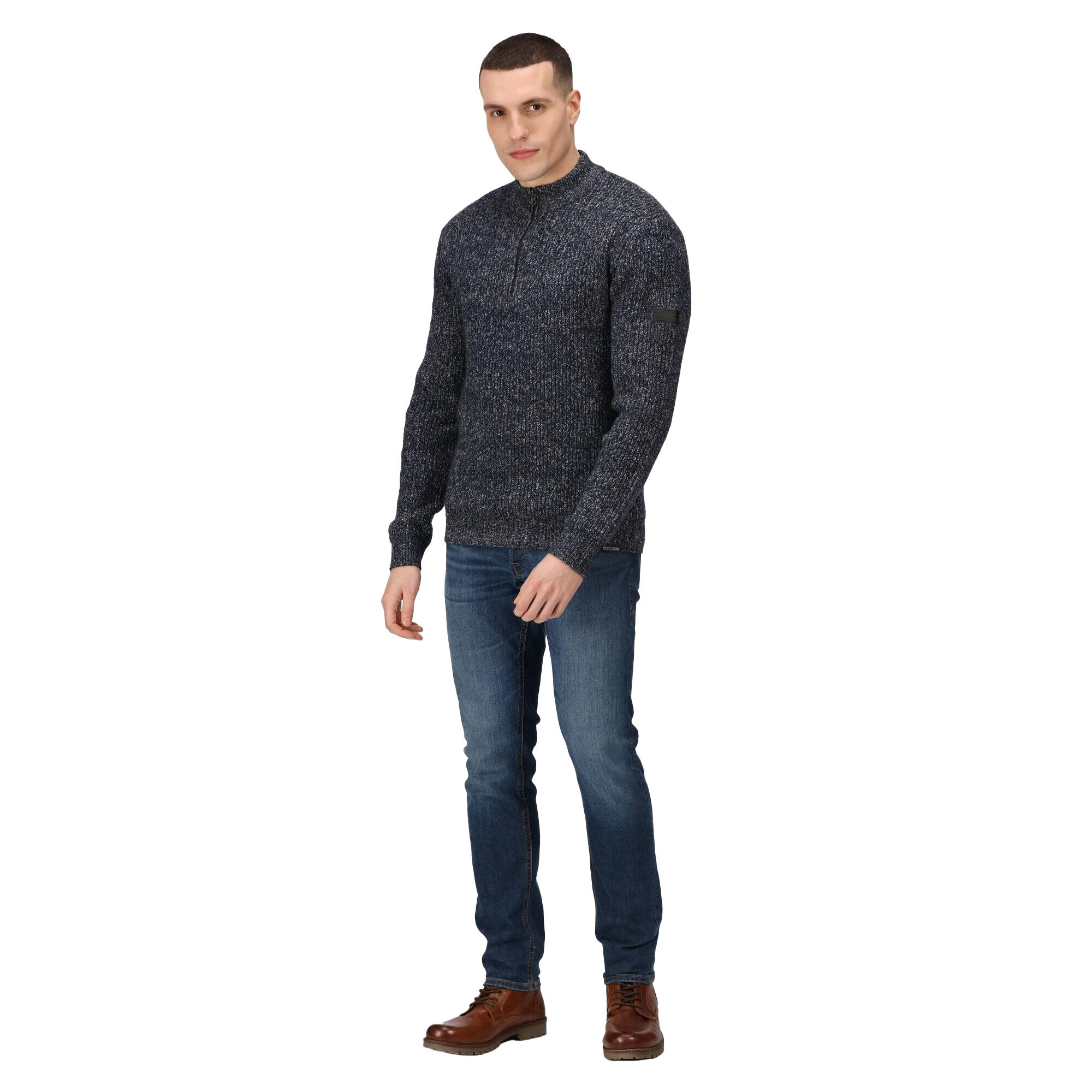 Sweat Motif/style Chiné Homme (Bleu Marine) 3/4