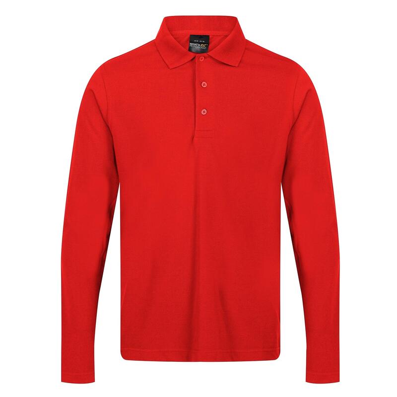 Heren Pro Poloshirt Met Lange Mouwen (Klassiek rood)