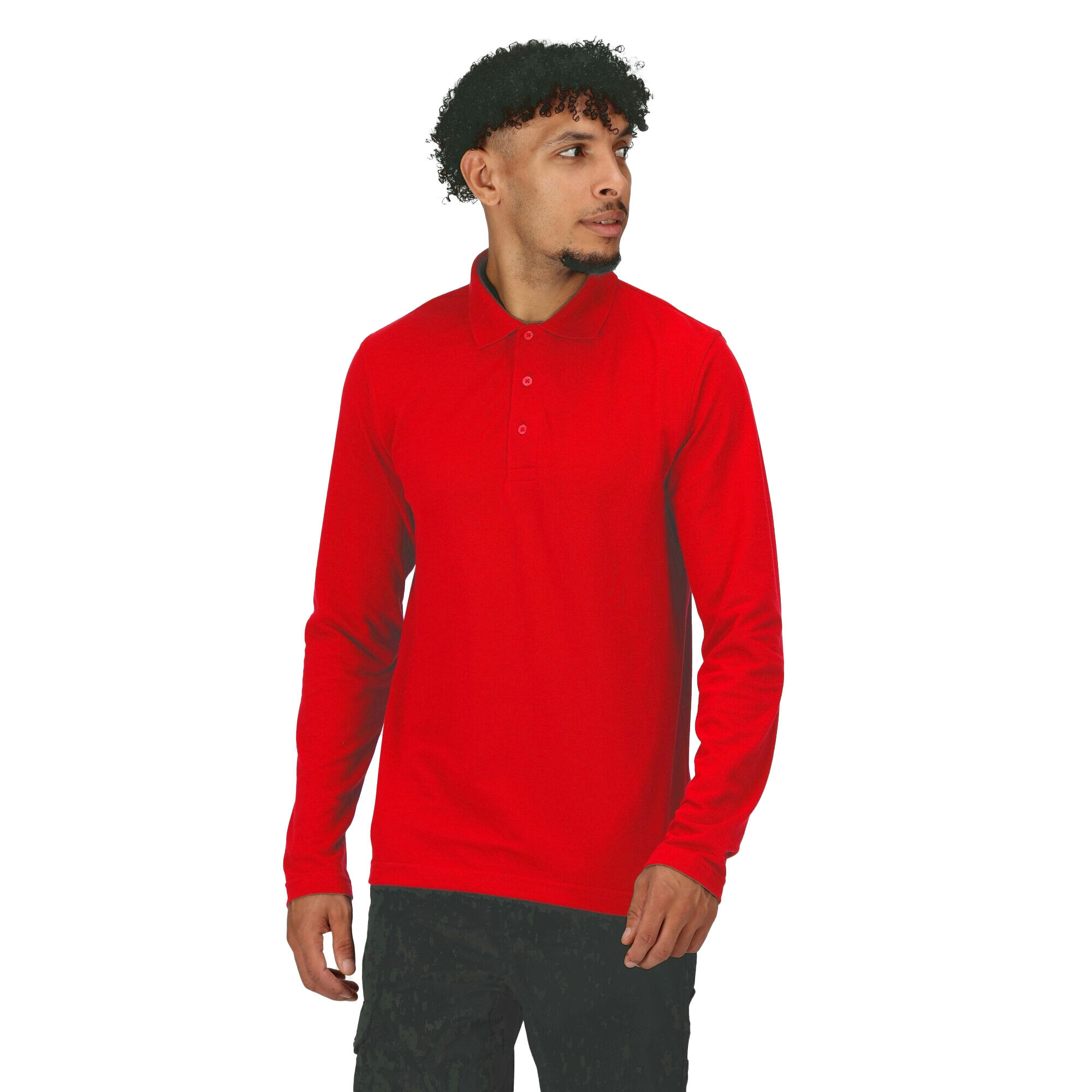 Mens Pro LongSleeved Polo Shirt (Classic Red) 3/5