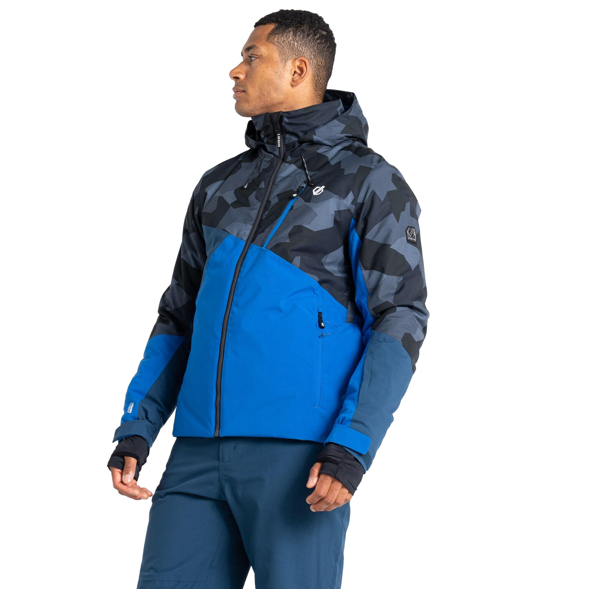 Mens Baseplate Geometric Ski Jacket (Olympian Blue/Black) DARE 2B ...
