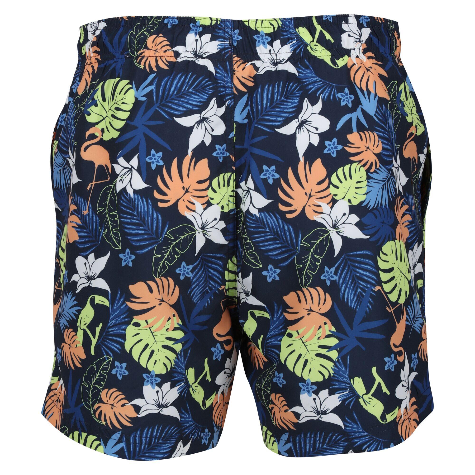 Mens Loras Tropical Swim Shorts (Navy) 2/5