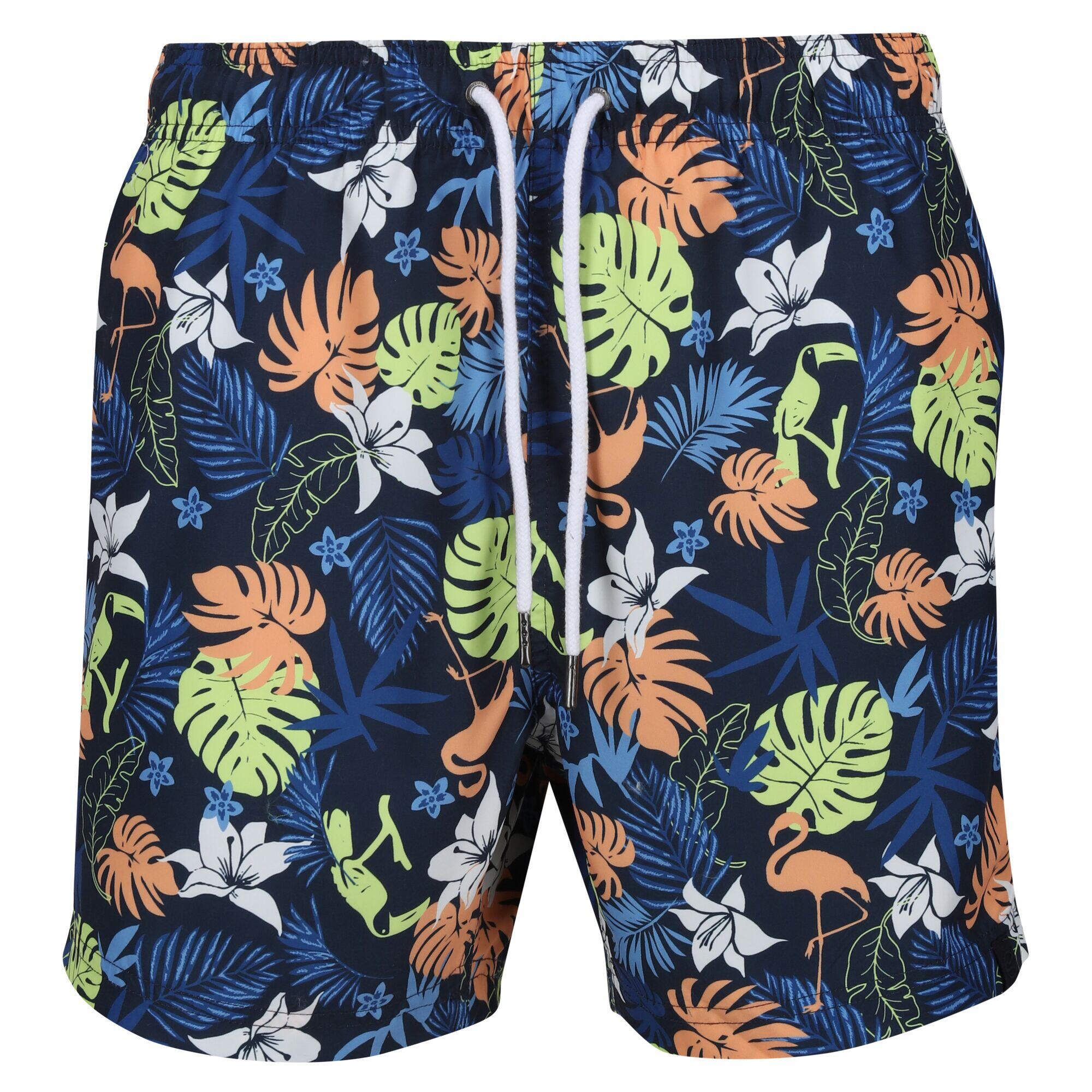 Mens Loras Tropical Swim Shorts (Navy) 1/5