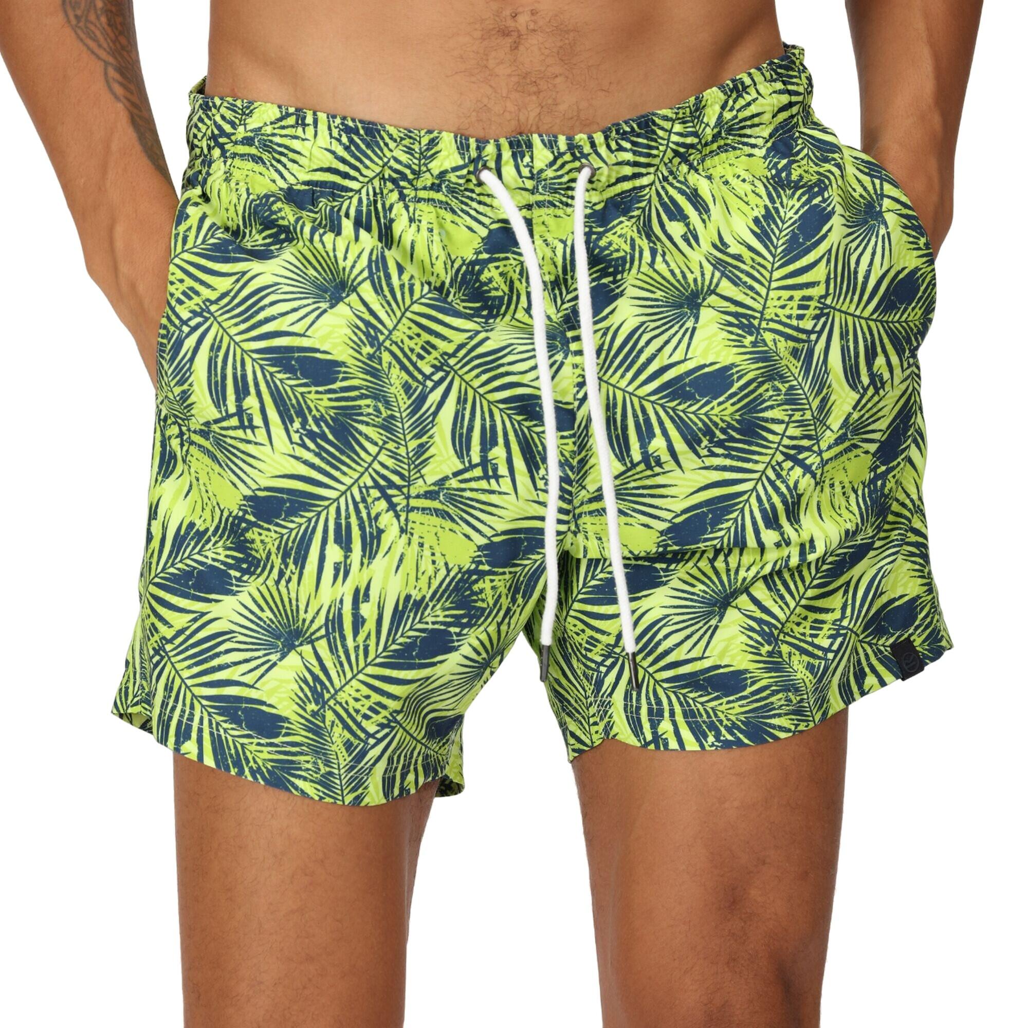 Mens Loras Palm Print Swim Shorts (Sharp Green) 3/5