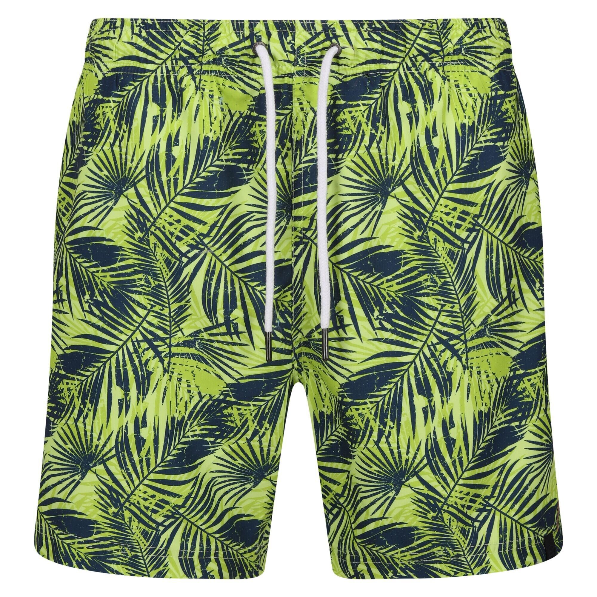 REGATTA Mens Loras Palm Print Swim Shorts (Sharp Green)