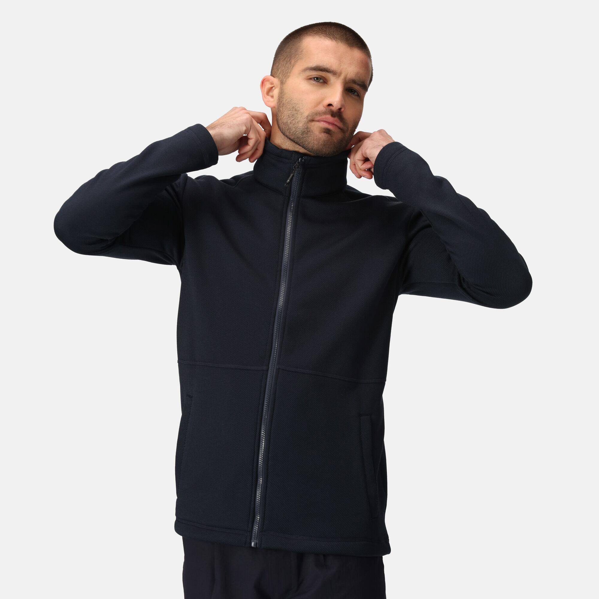Mens Edley Diagonal Fleece Full Zip Fleece Jacket (Navy) 3/5