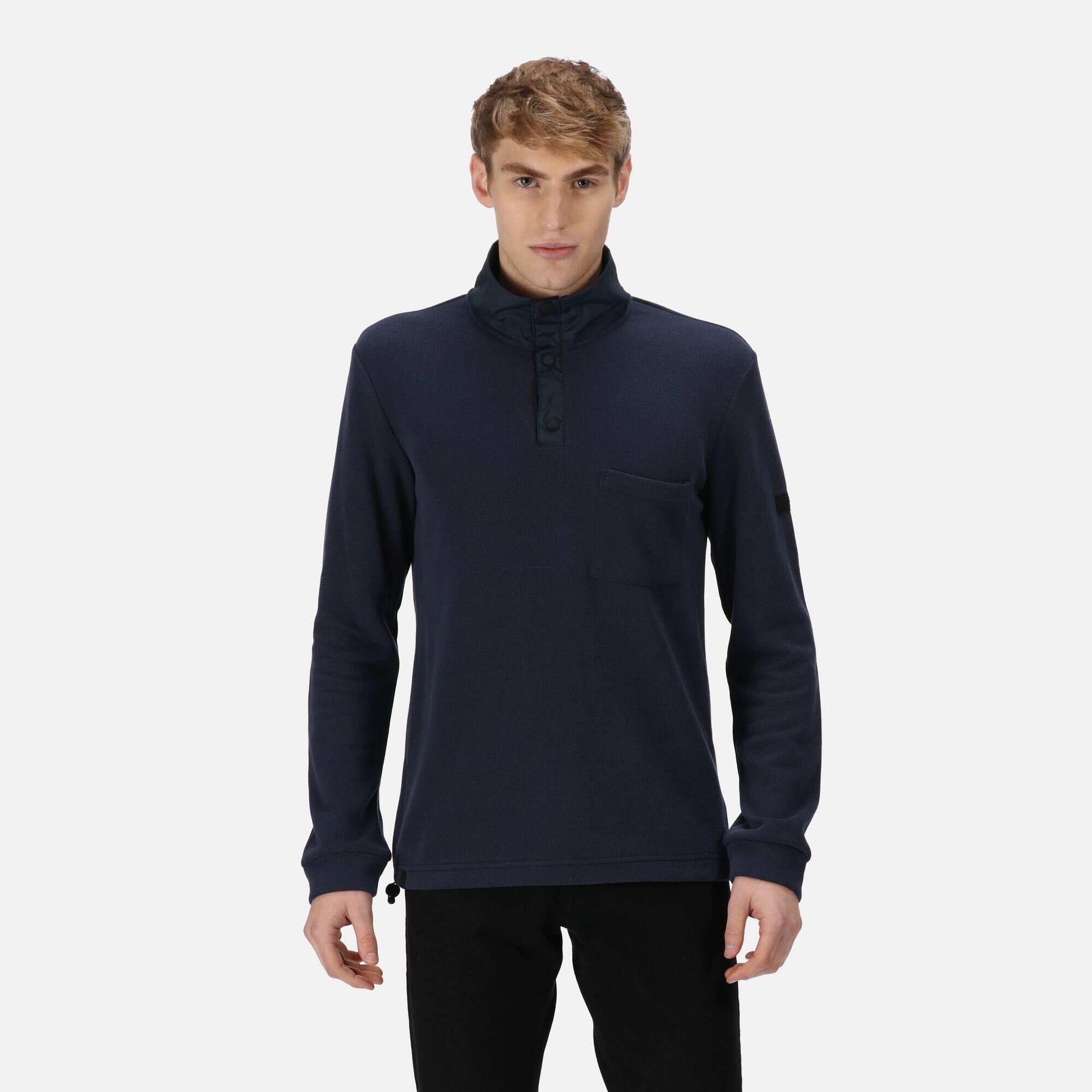 Mens Galino Button Detail Sweatshirt (Navy) 4/5