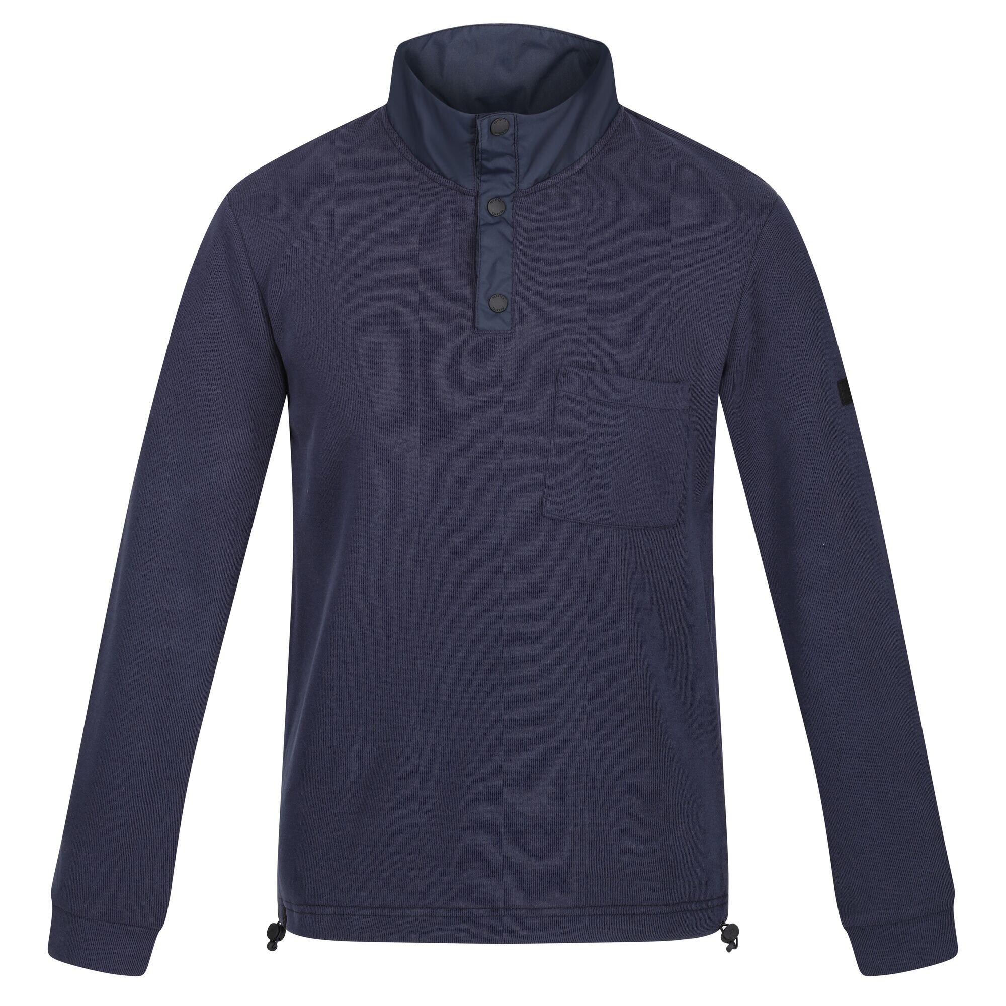 Mens Galino Button Detail Sweatshirt (Navy) 1/5