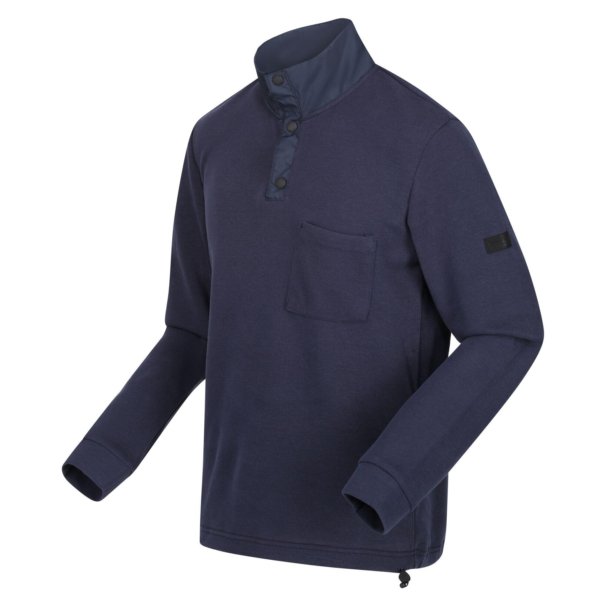 Mens Galino Button Detail Sweatshirt (Navy) 3/5