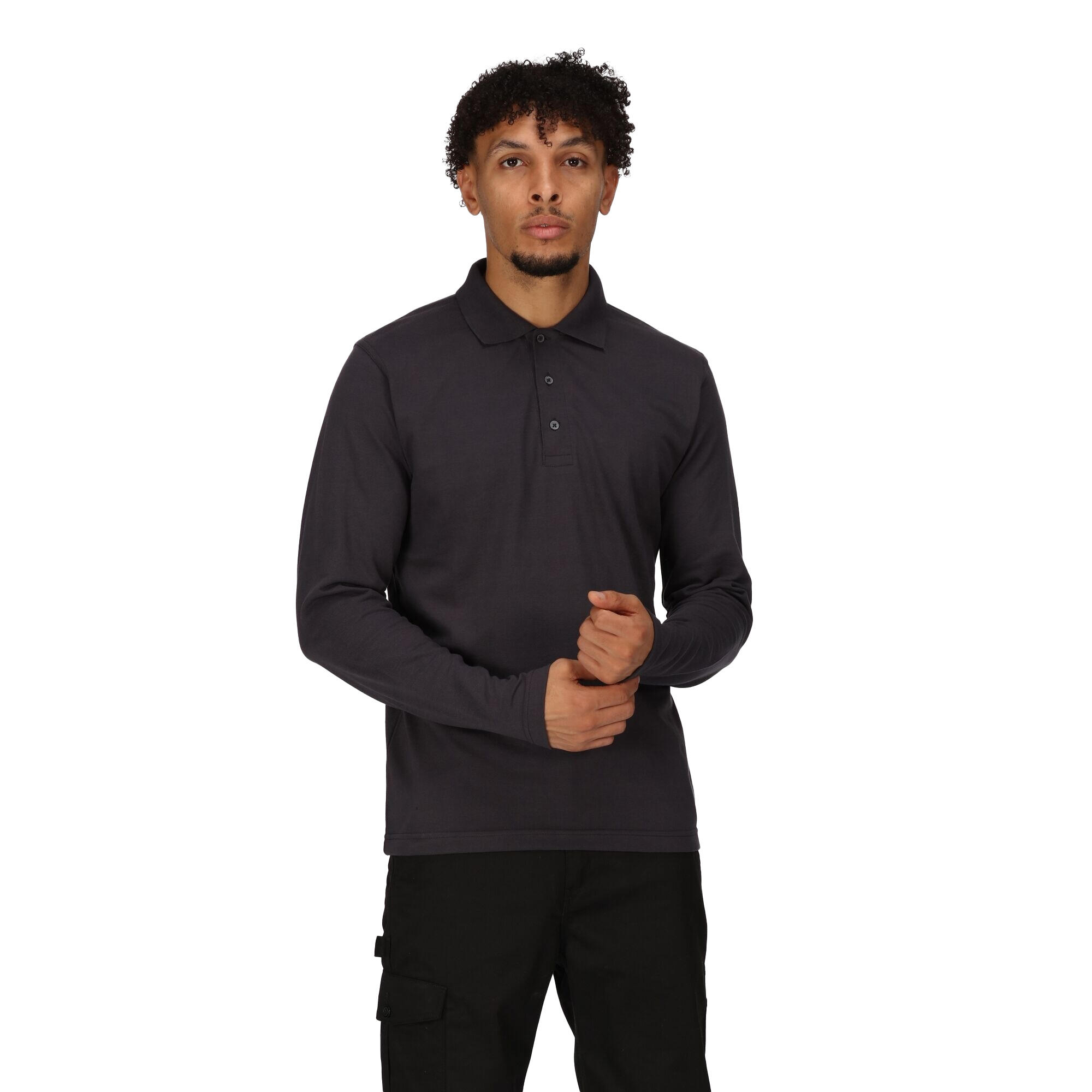 Mens LongSleeved Polo Shirt (Seal Grey) 3/5