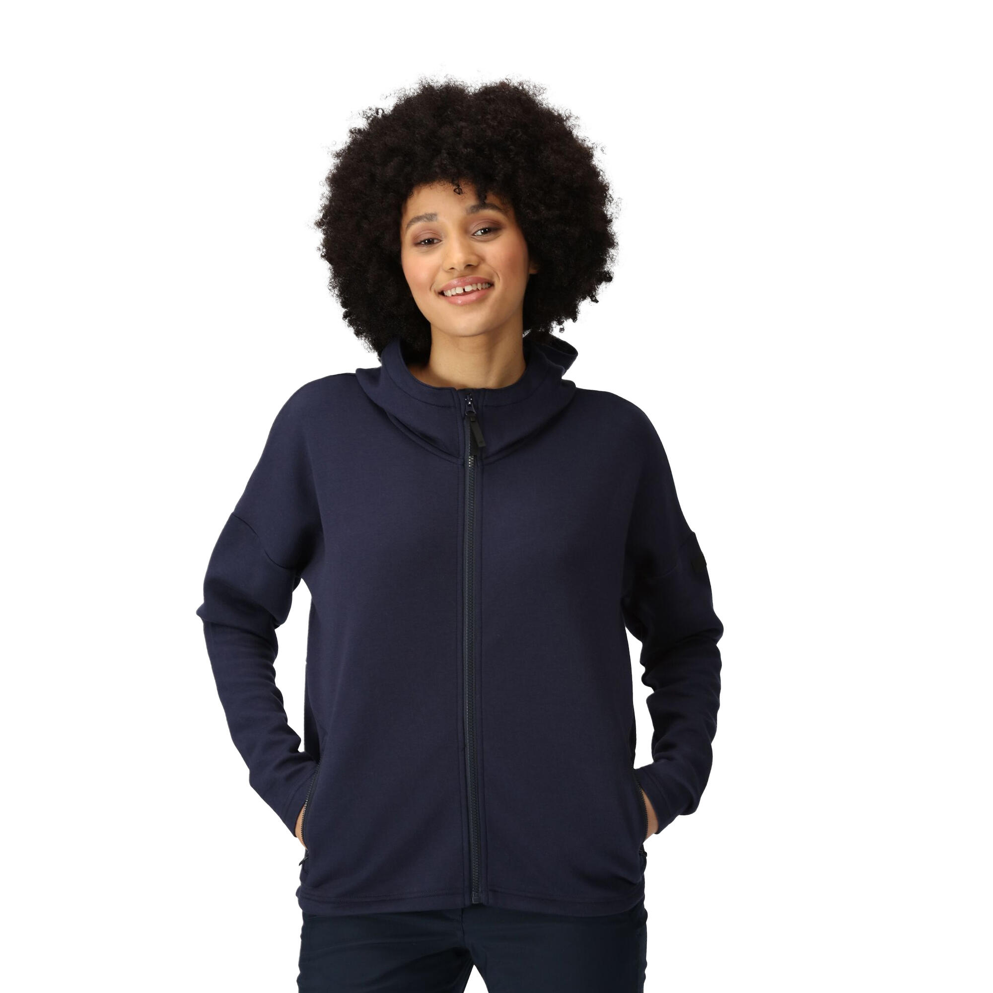 Womens/Ladies Rossall Full Zip Hoodie (Navy) 4/5