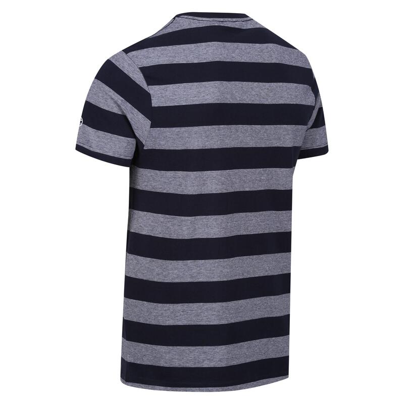 Heren Ryeden Gestreept Coolweave Tshirt (Marine/Grijs)