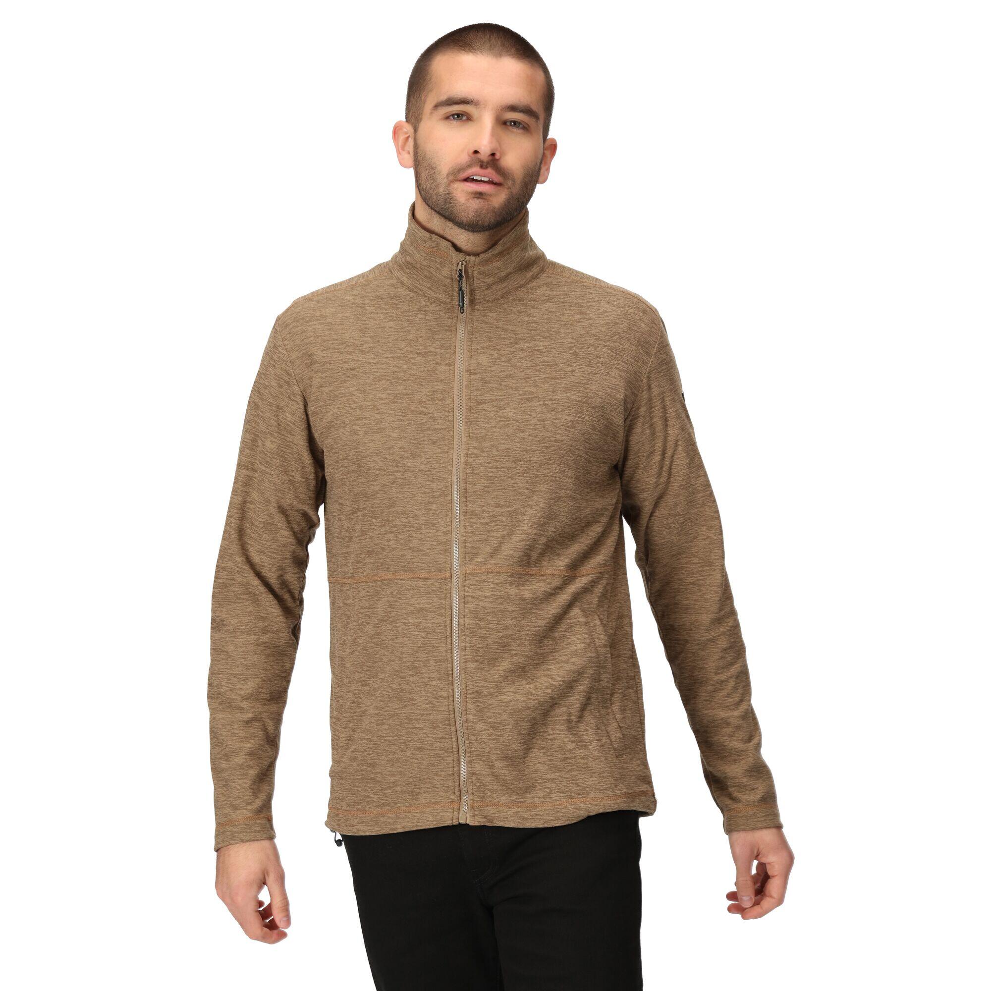 Mens Edley Marl Full Zip Fleece Jacket (Gold Sand) 3/5