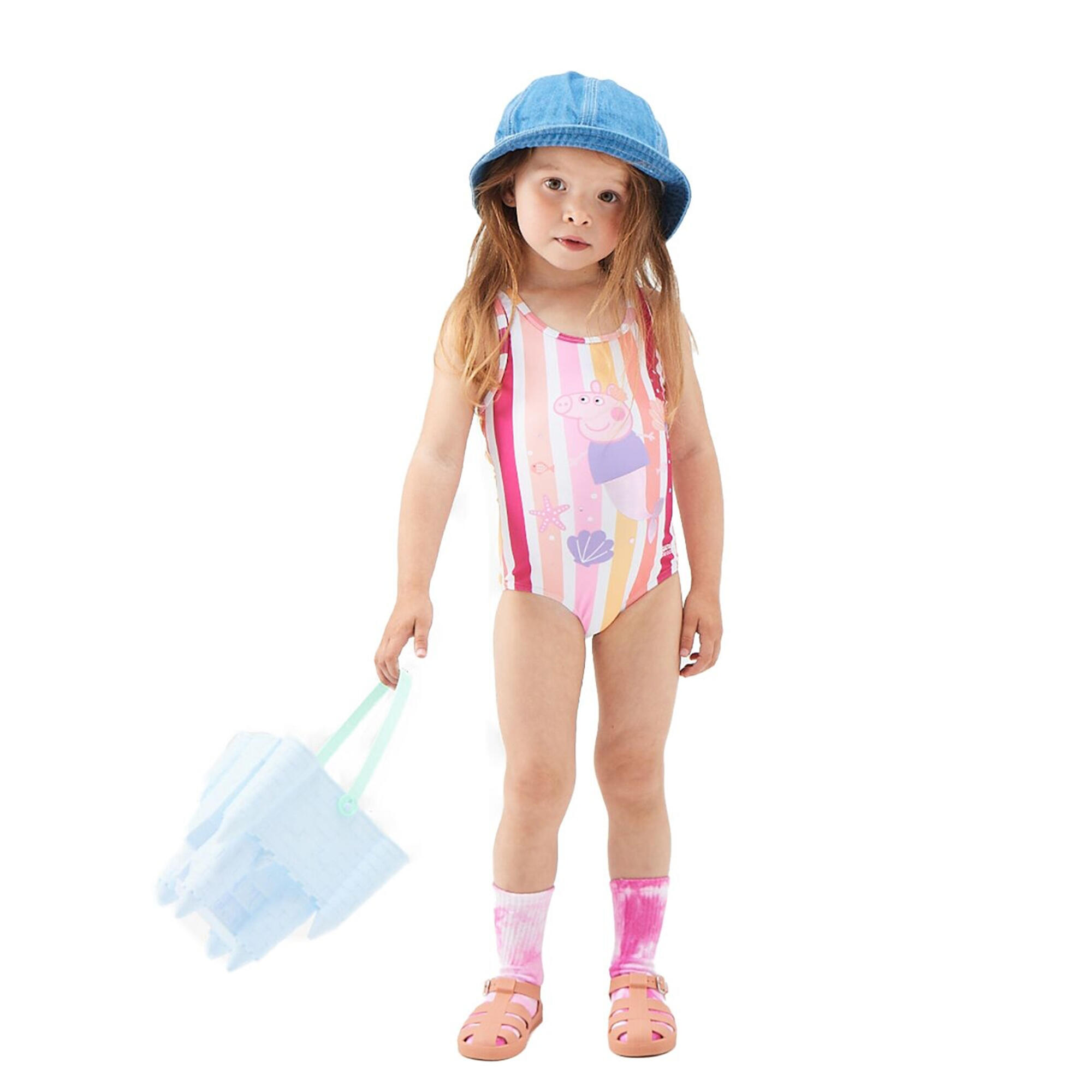 Girl's MULTI STRIPED 1-piece swimsuit (Multicolor)