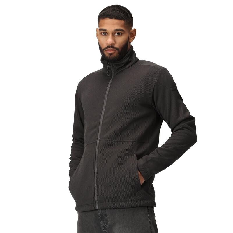 Heren Edley Diagonal Fleece Full Zip Fleecejack (Donkergrijs)