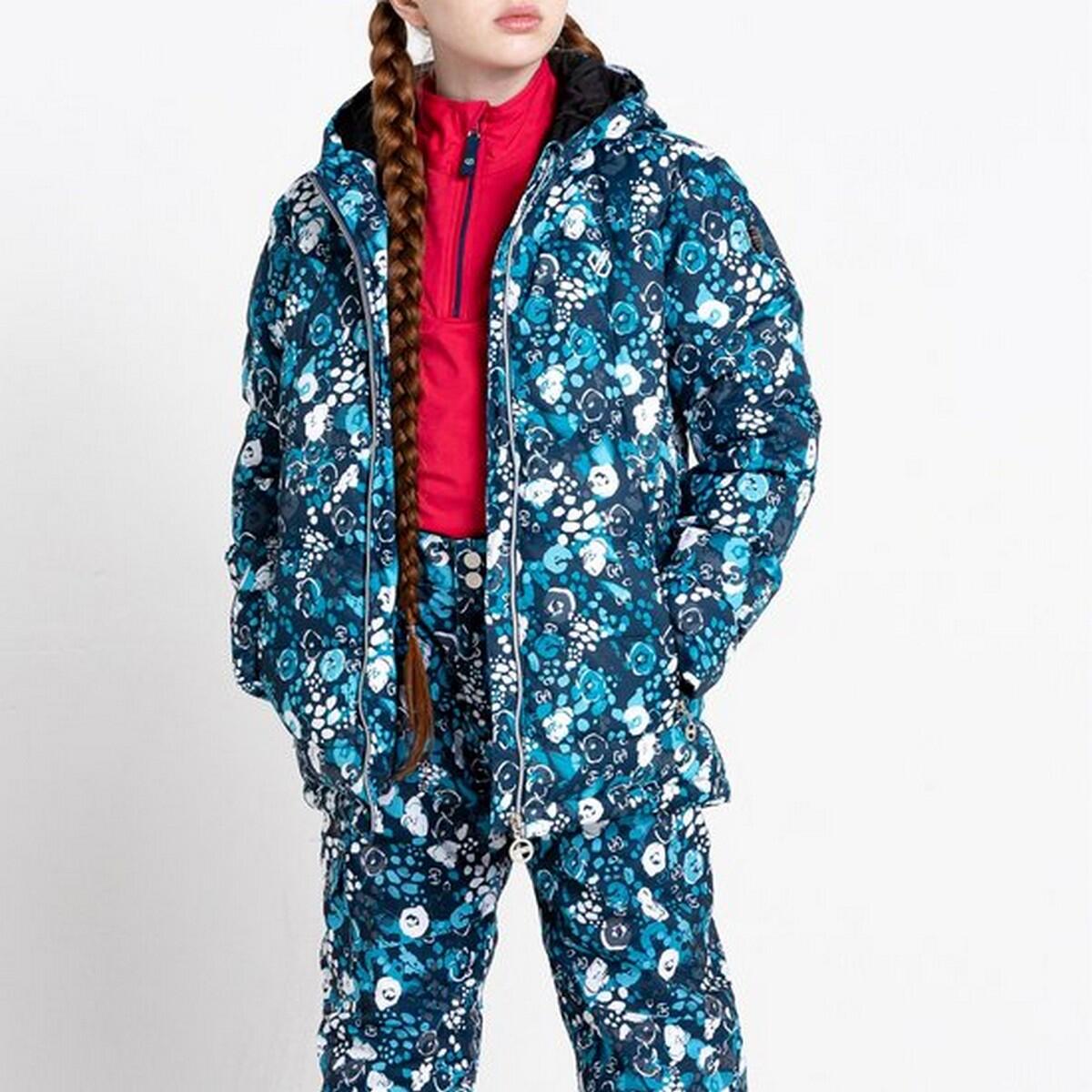 Girls Verdict Floral Waterproof Ski Jacket (River Blue) 3/5