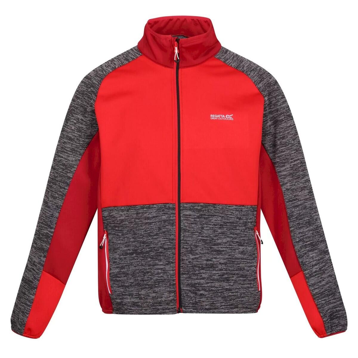 REGATTA Mens Coladane IV Full Zip Fleece Jacket (Dark Grey/Chinese Red)