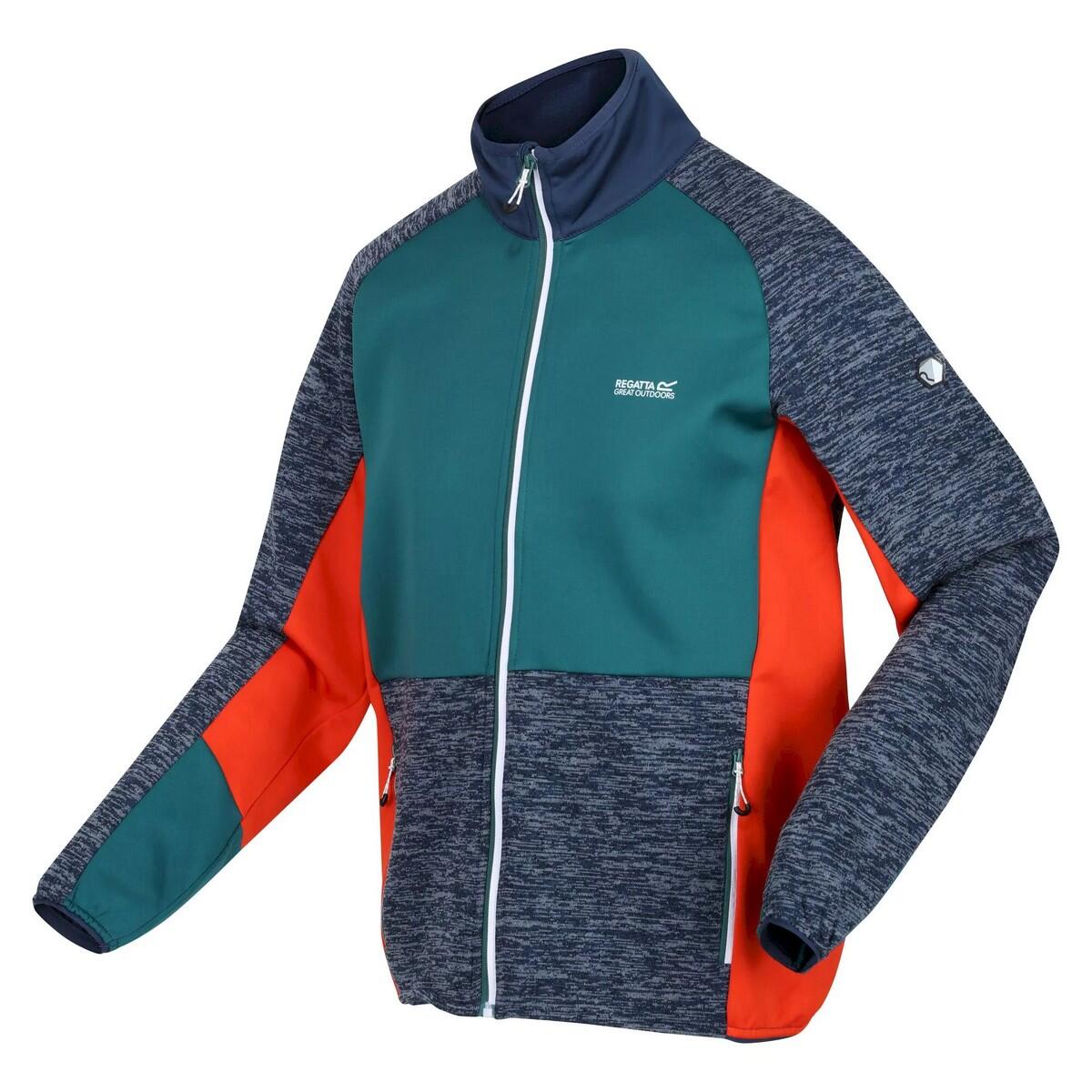 Mens Coladane IV Full Zip Fleece Jacket (Admiral Blue/Pacific Green) 3/5