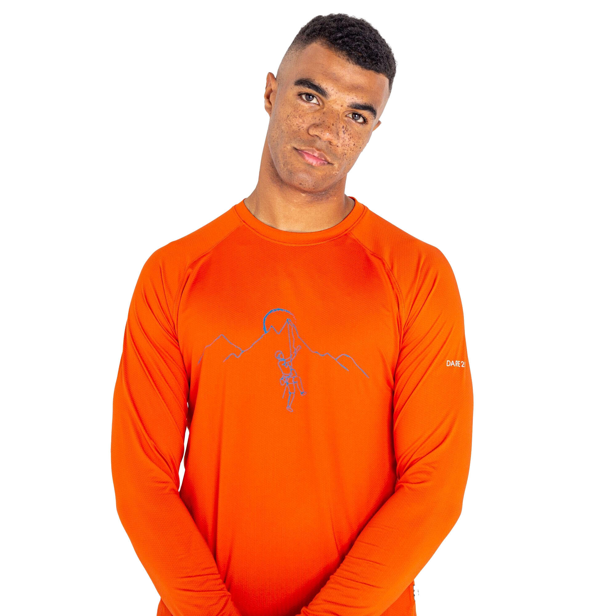 Mens Righteous II Mountain Climbing Recycled LongSleeved TShirt (Burnt Salmon) 4/5