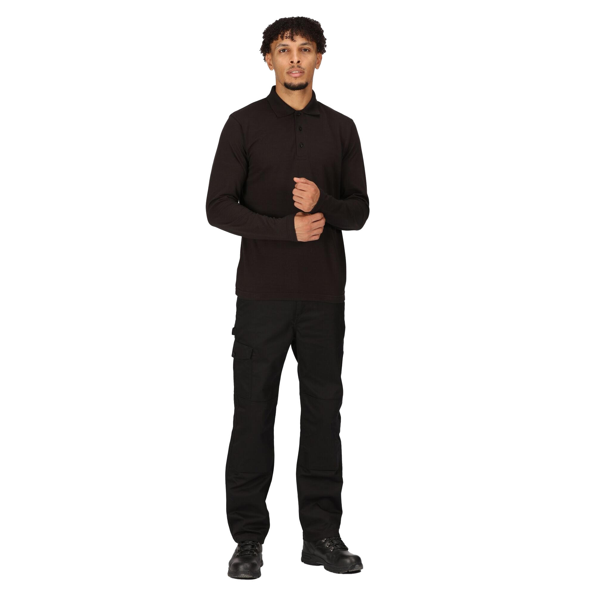 Mens Pro LongSleeved Polo Shirt (Black) 4/5