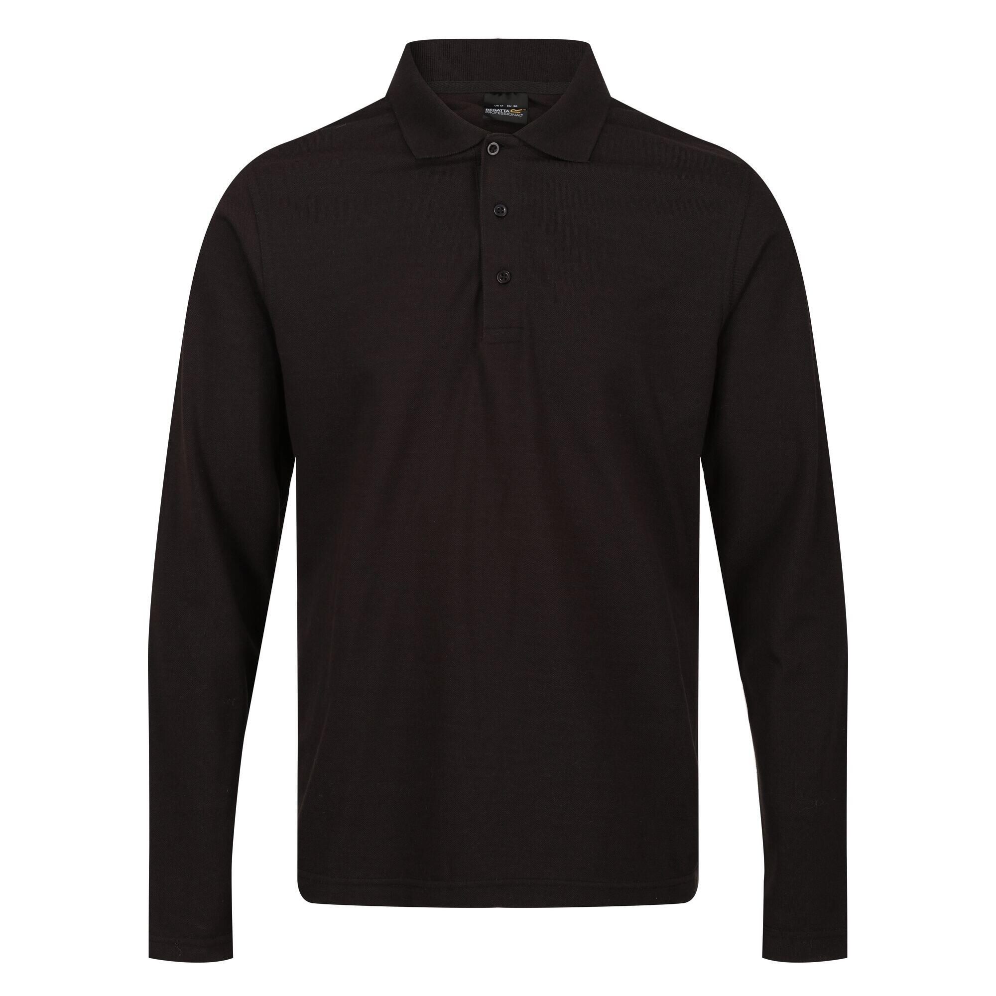 REGATTA Mens Pro LongSleeved Polo Shirt (Black)