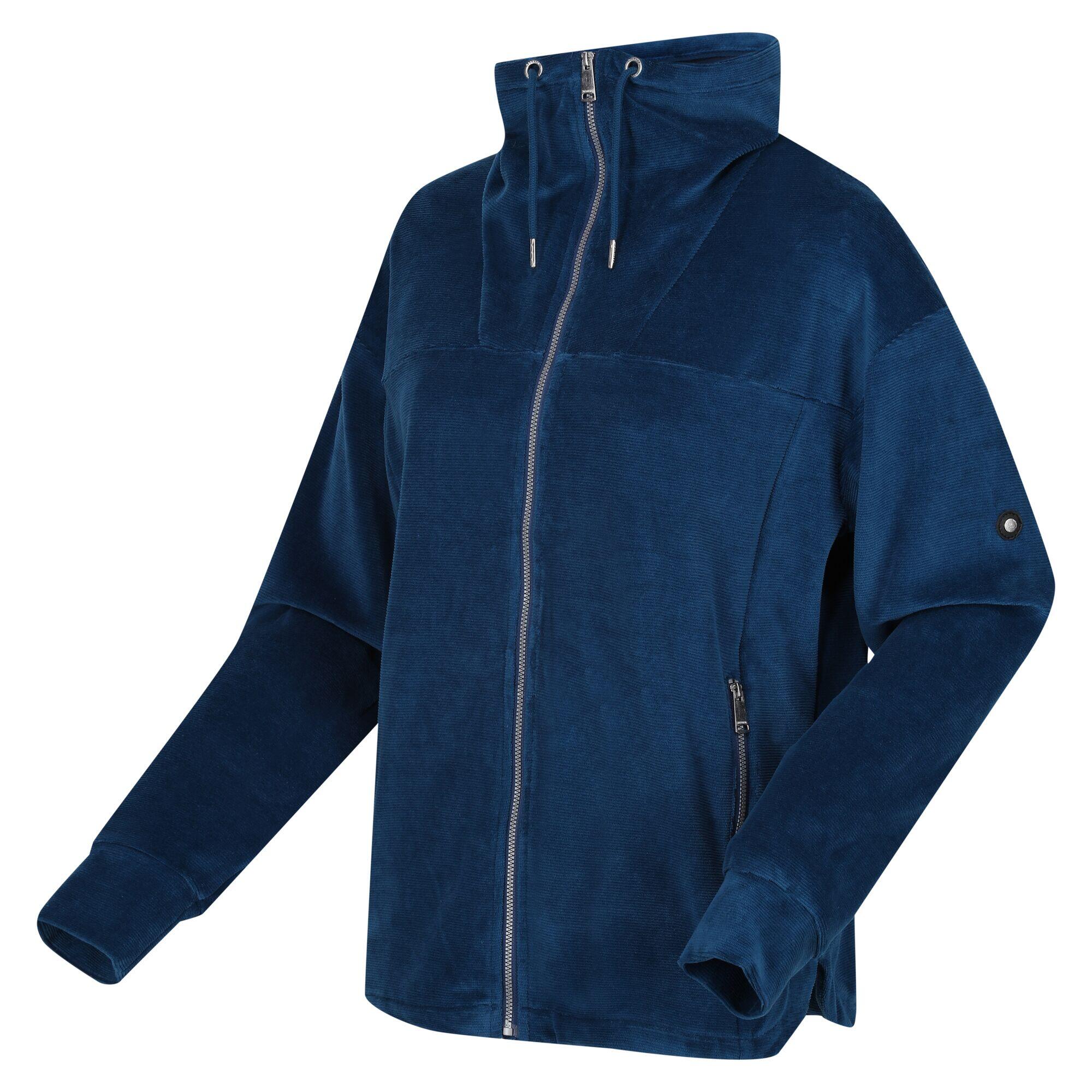 Womens/Ladies Velour Full Zip Fleece Jacket (Blue Opal) 4/5