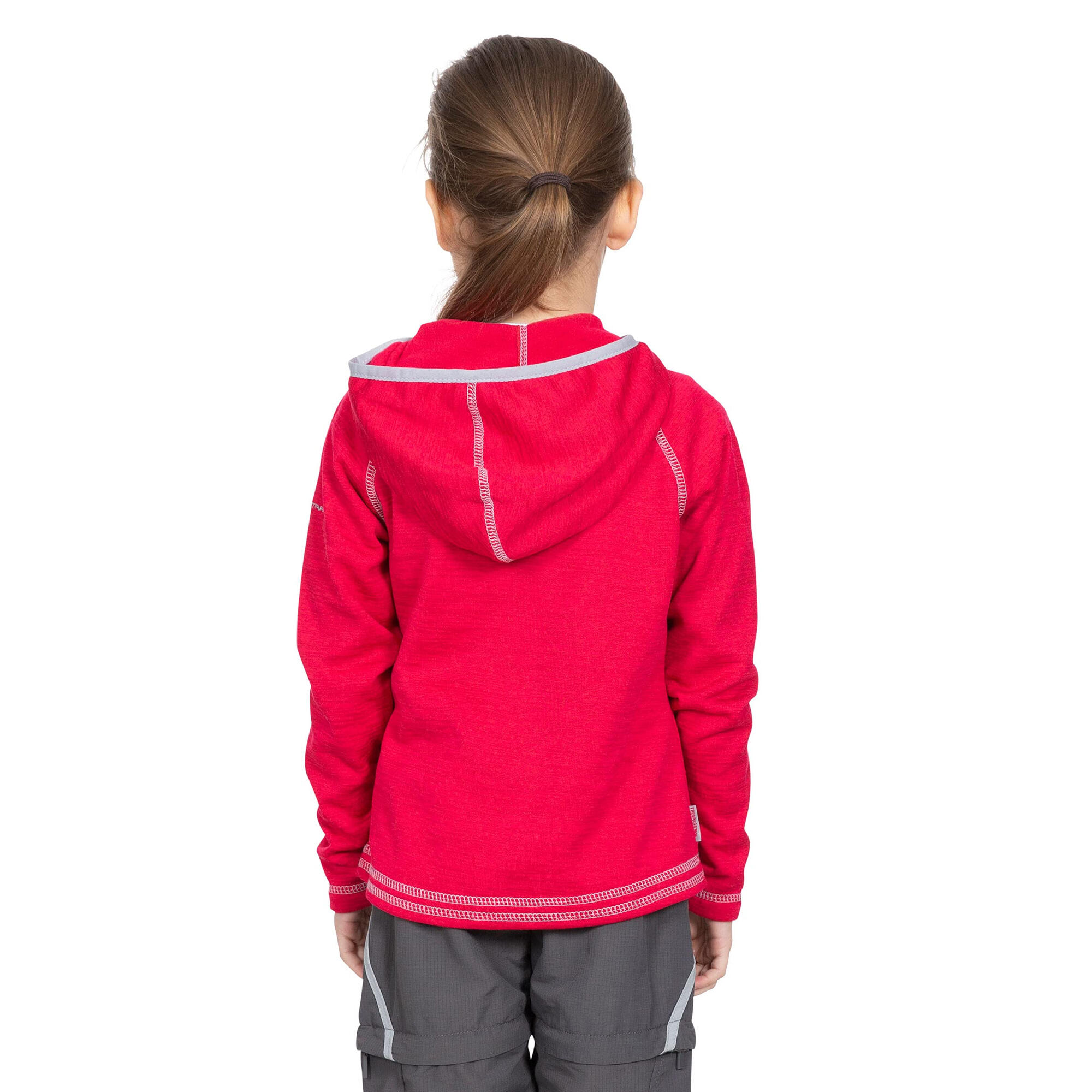Fleecejacke Goodness mit Kapuze Mädchen Himbeere meliert 2/4