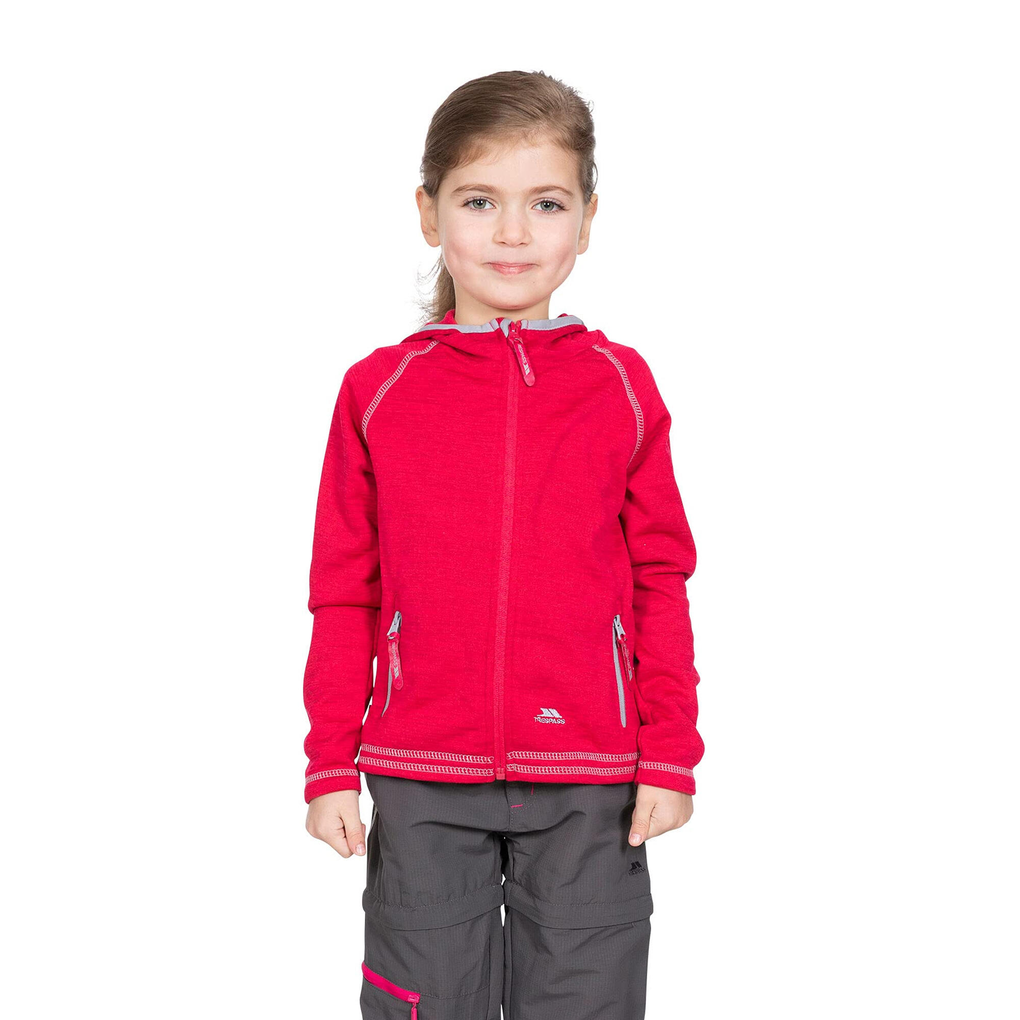 TRESPASS Childrens Girls Goodness Full Zip Hooded Fleece Jacket (Raspberry Marl)
