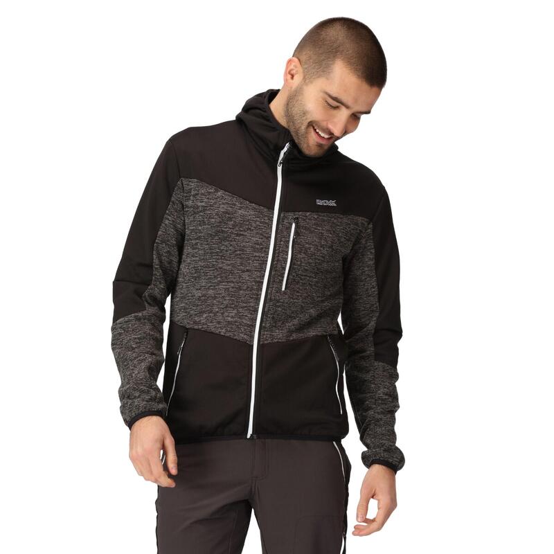 Forro Polar Cadford V de Jaspeada para Hombre Ceniza, Negro